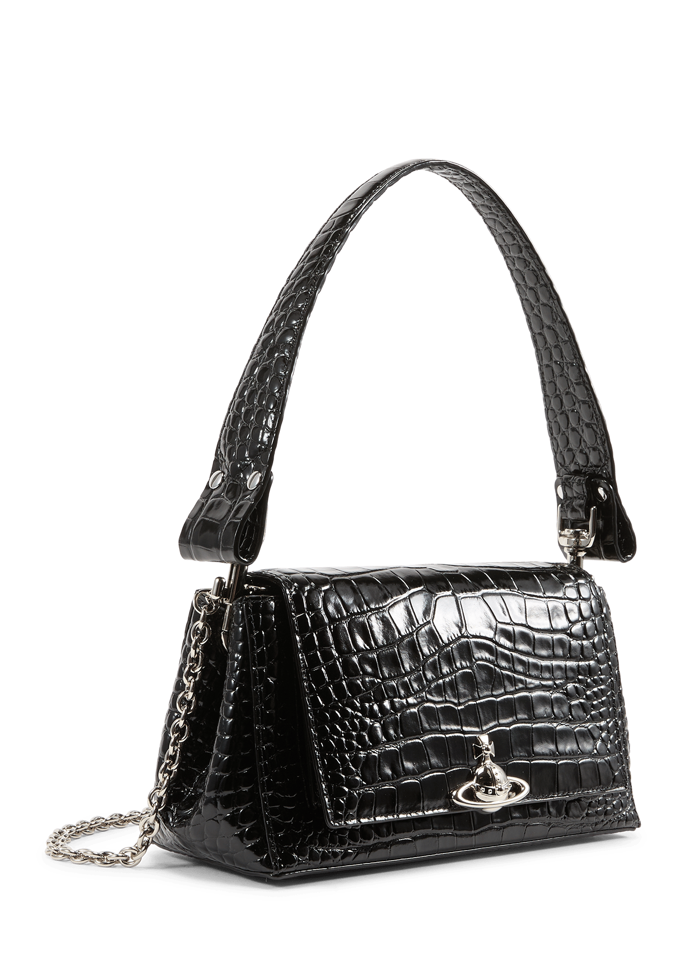 Krokodilleder-Schultertasche VIVIENNE WESTWOOD Schwarz