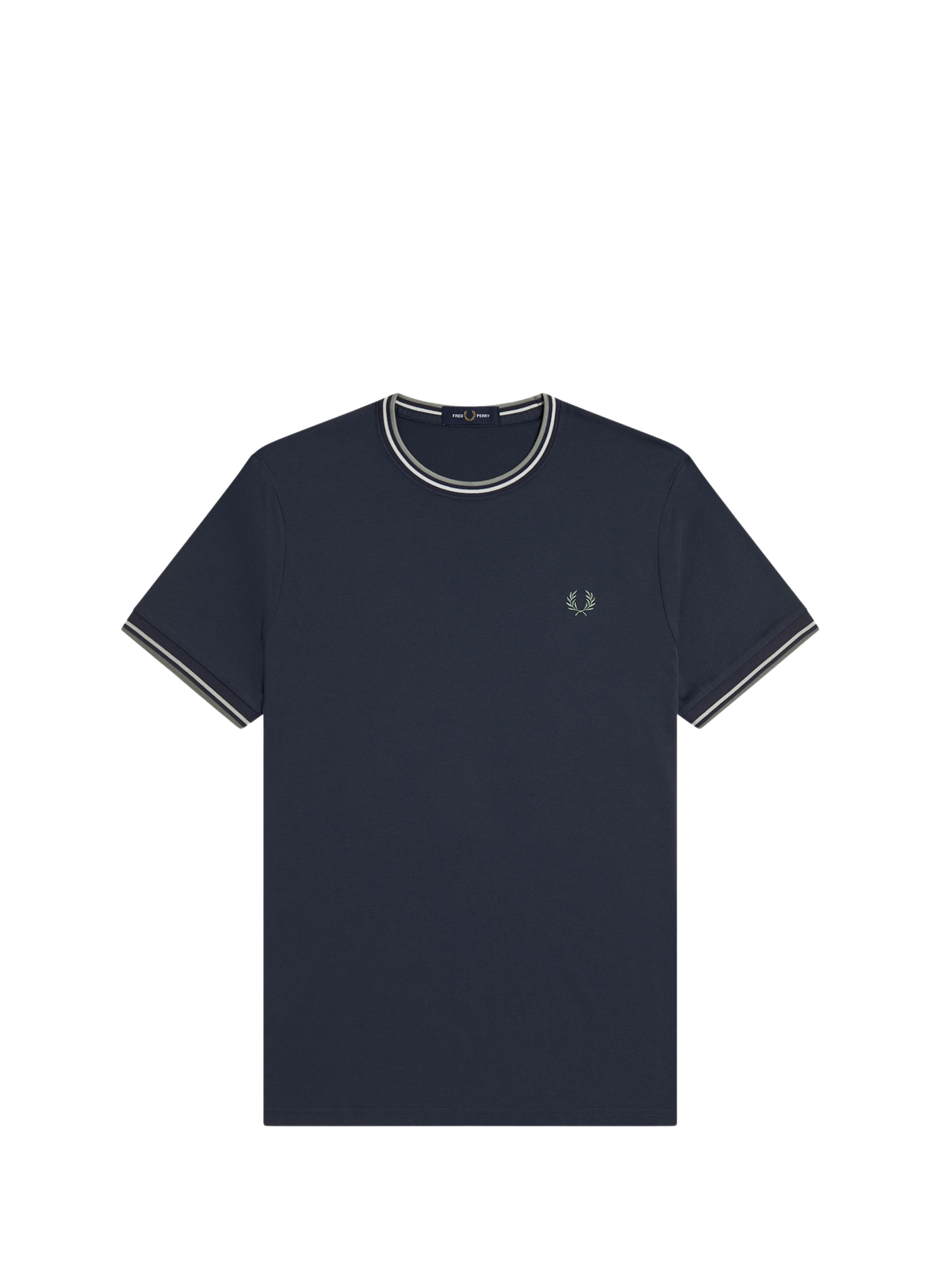 T-shirt uni à col rond en coton FRED PERRY Bleu