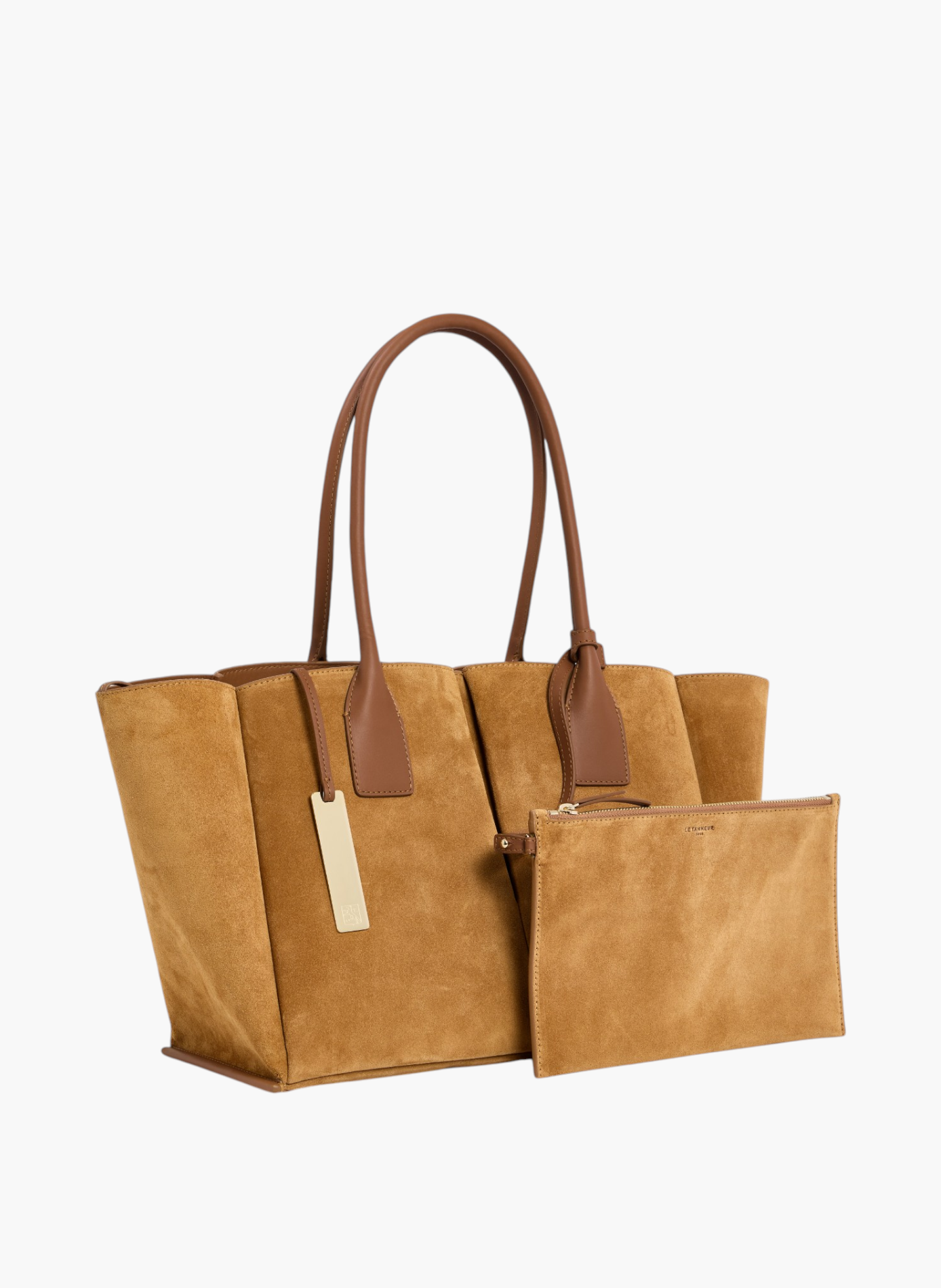 Grand sac cabas elena en refente de velours LE TANNEUR Marron