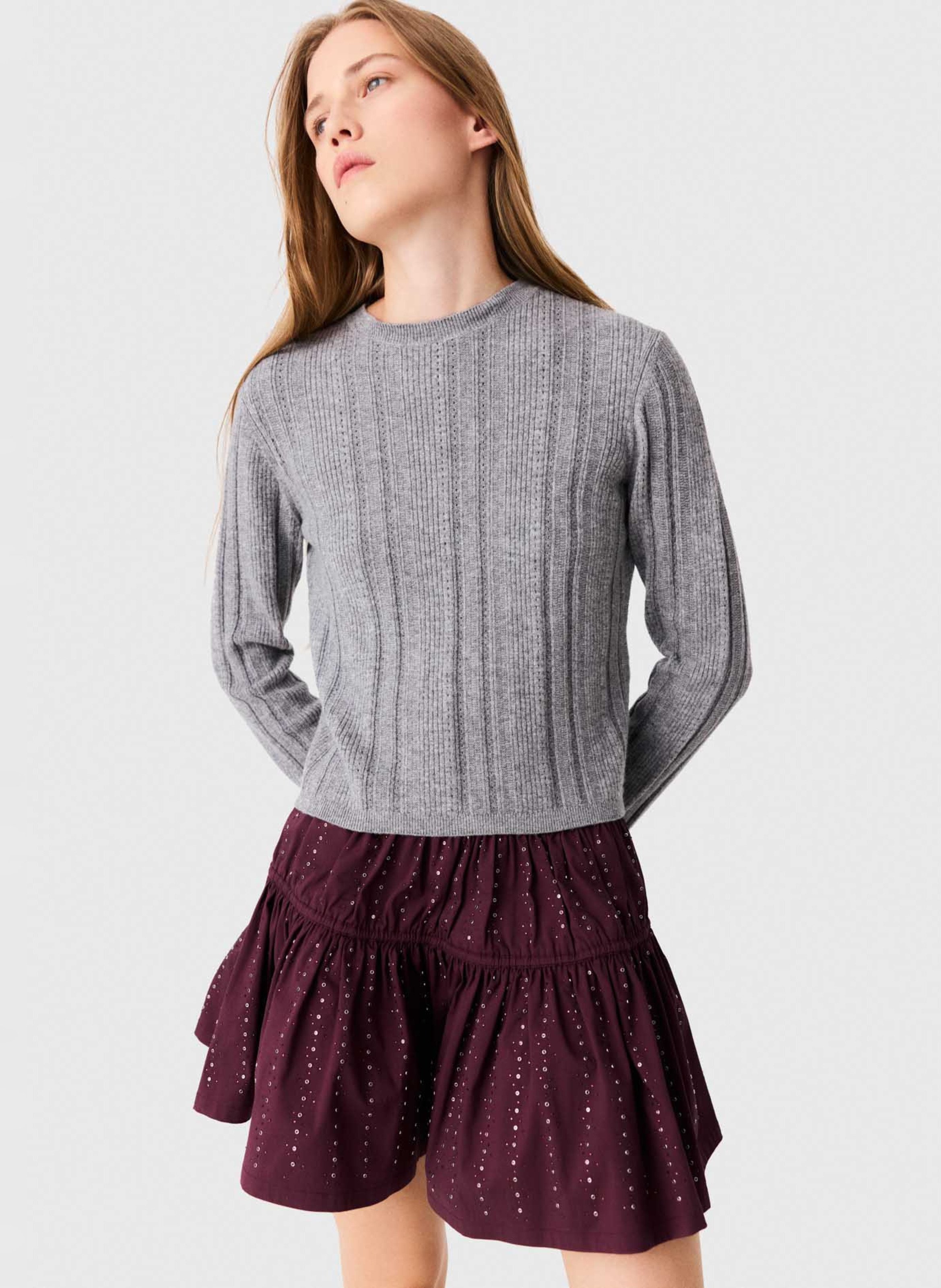 Pull droit en laine mélangée MAJE Gris