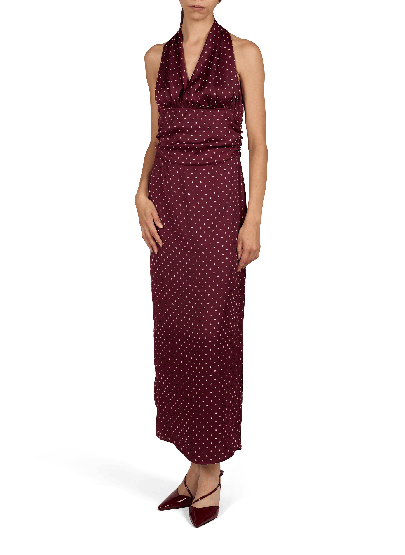 Robe longue imprimé avec écharpe ROTATE Rouge