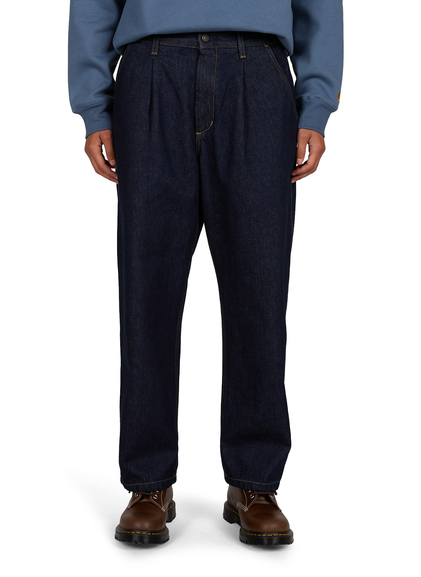 Pantalon large à plis Jace Pant en coton CARHARTT WIP Bleu