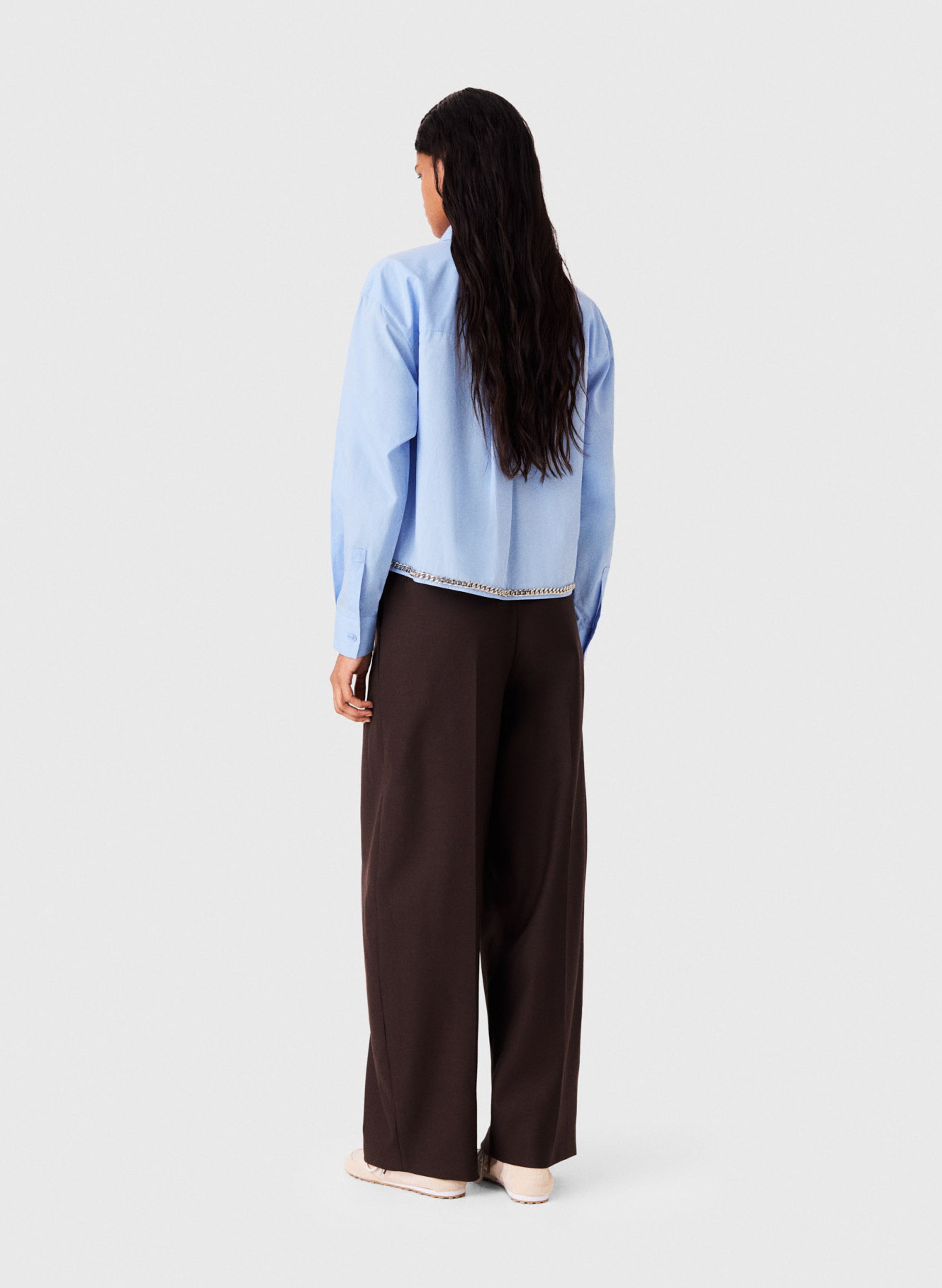 Chemise droite en coton MAJE Bleu