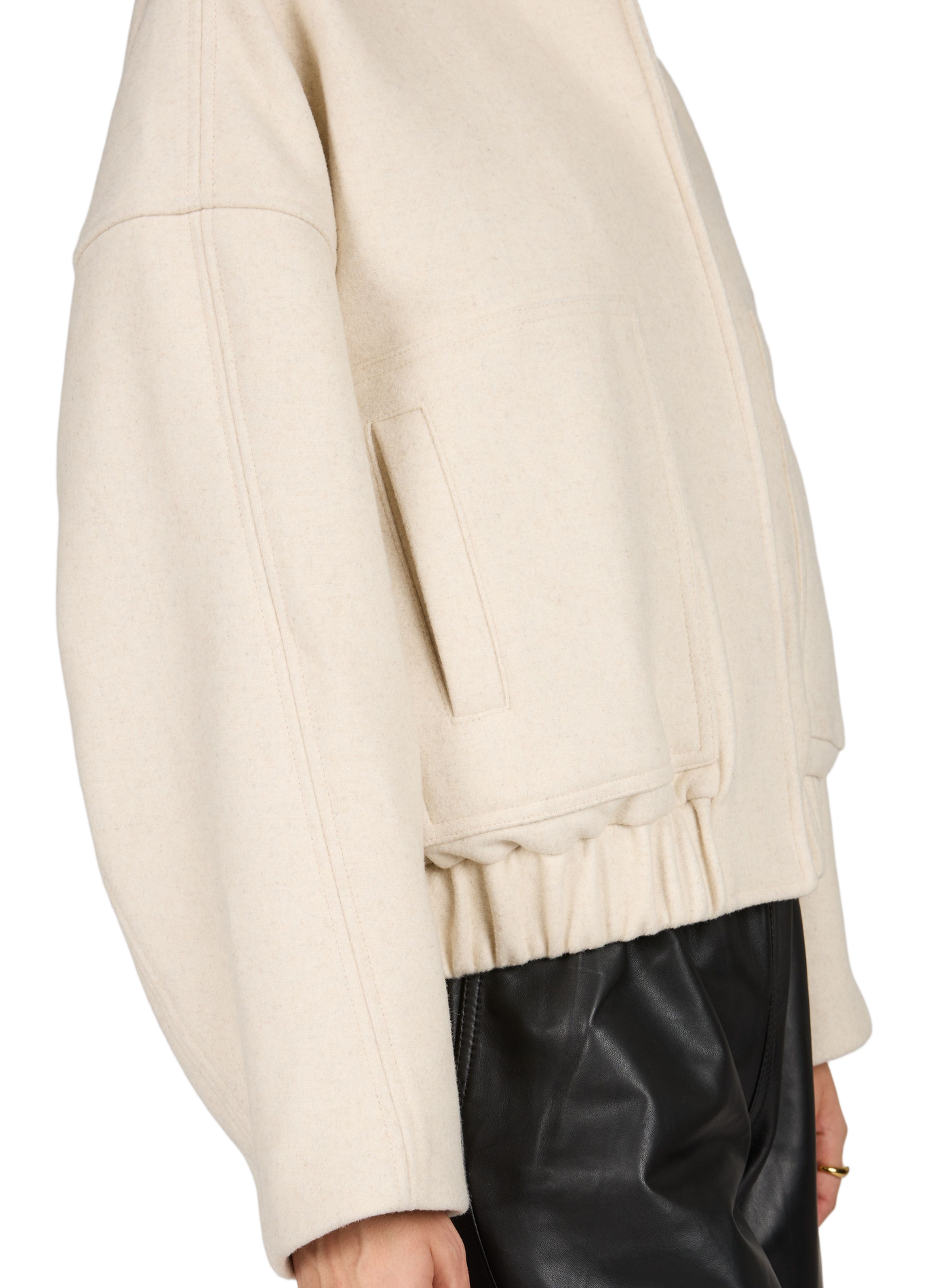 Rounellie oversized round neck wool blend bomber ROUGE EDIT Beige