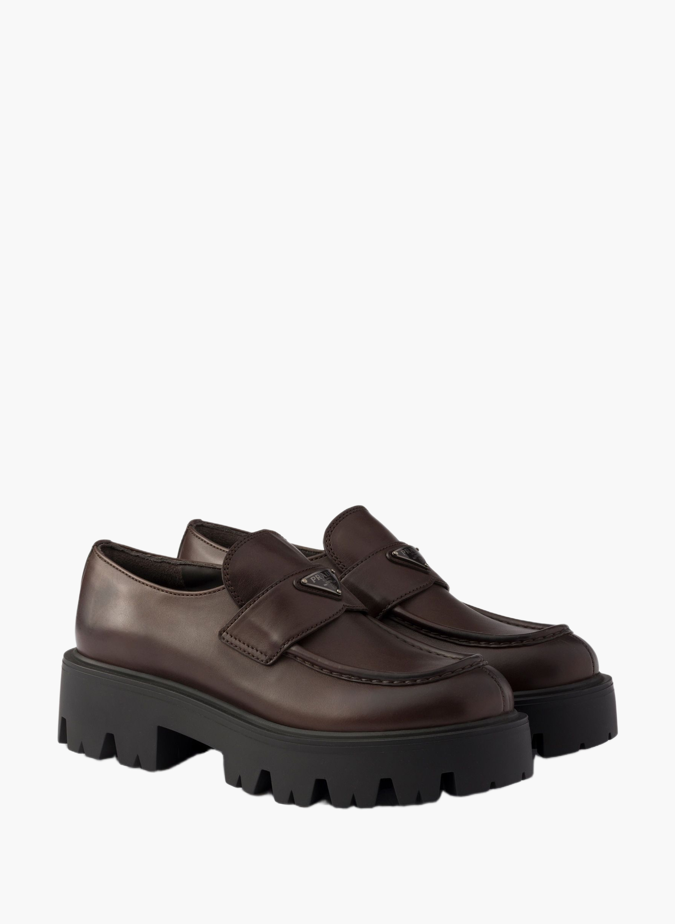 Mocassins en cuir PRADA Marron