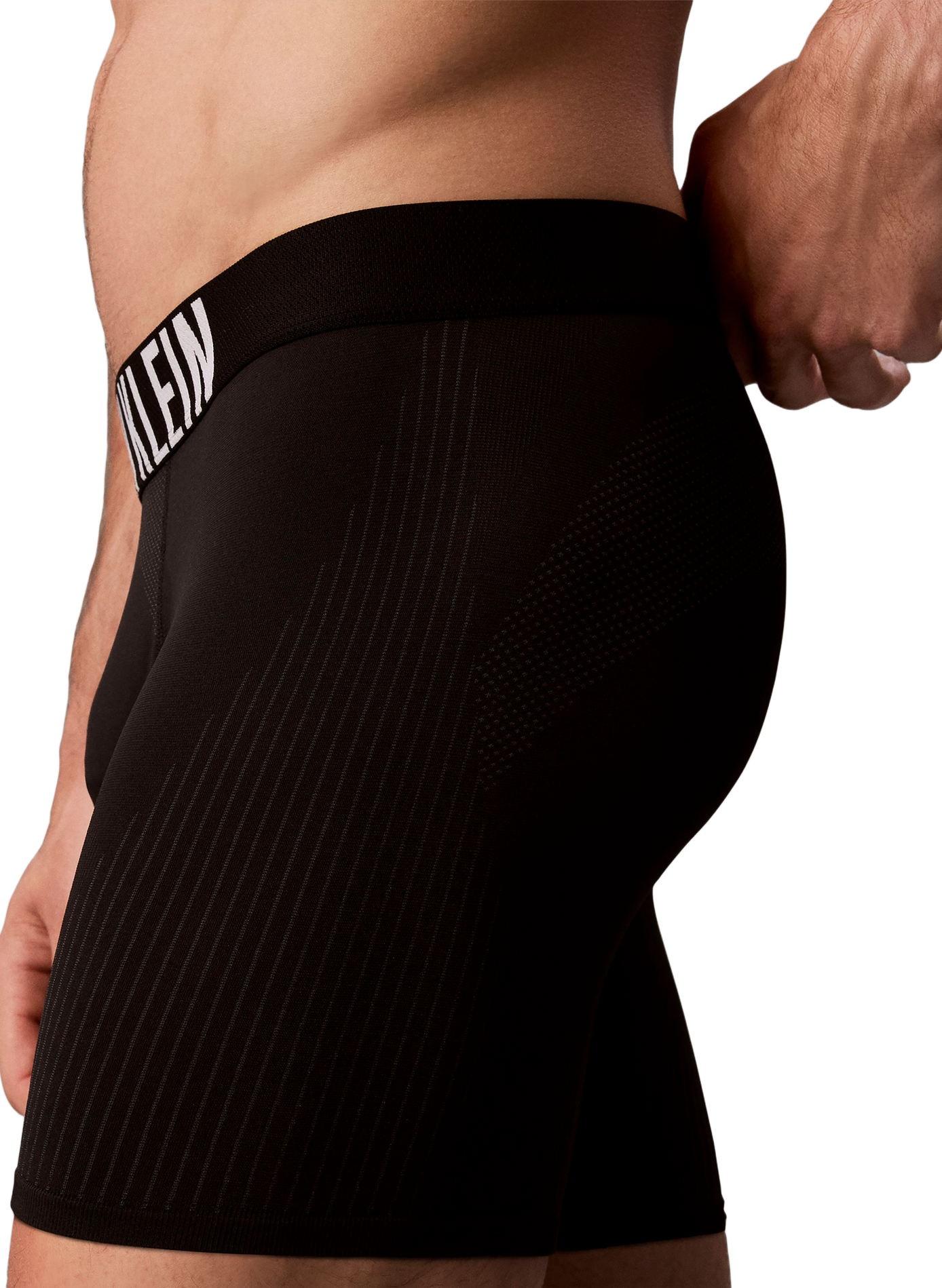 Boxer long élastique uni CALVIN KLEIN Noir