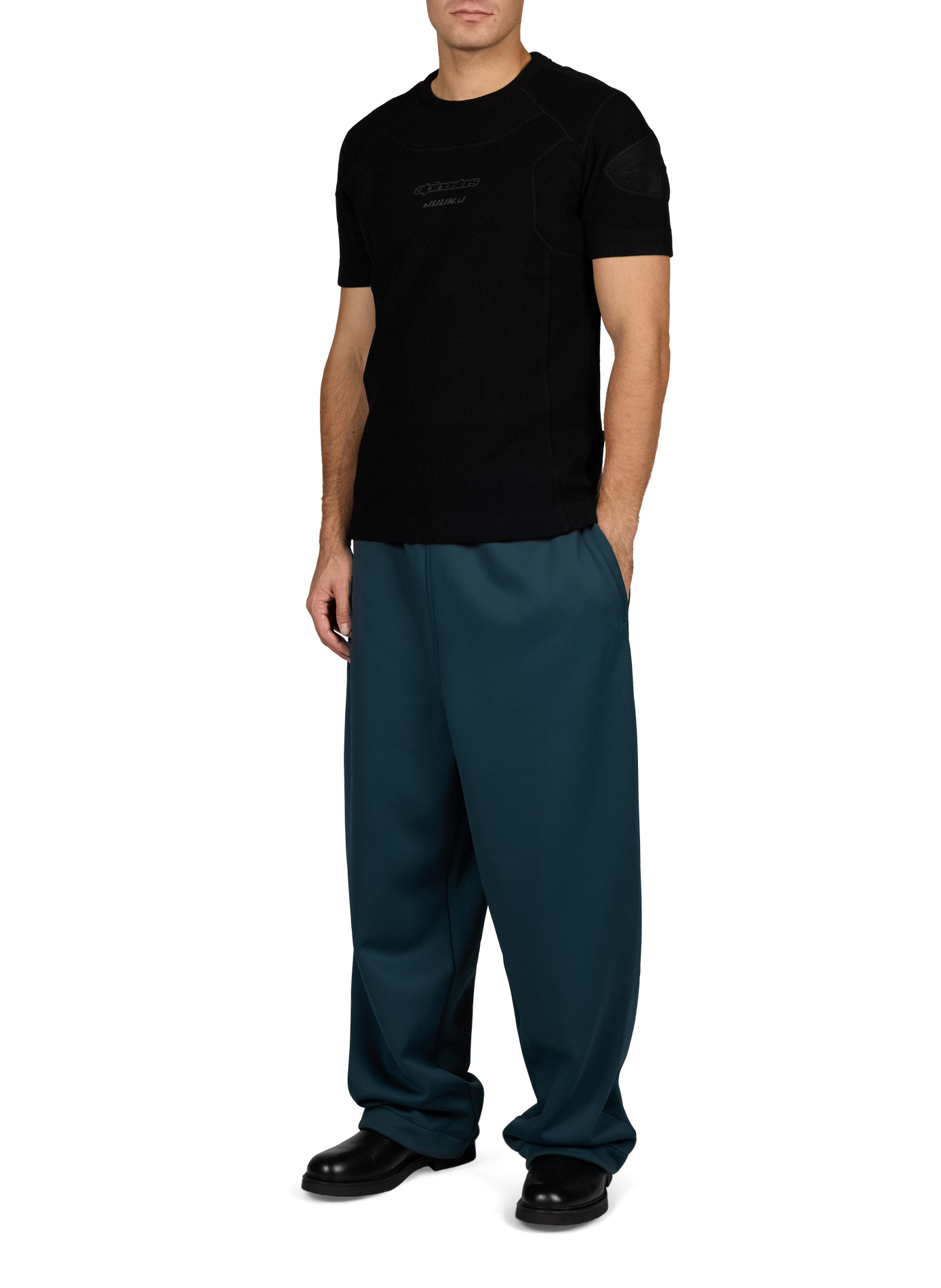 Relaxed-fit ribbed crew-neck T-shirt JUUN.J Black
