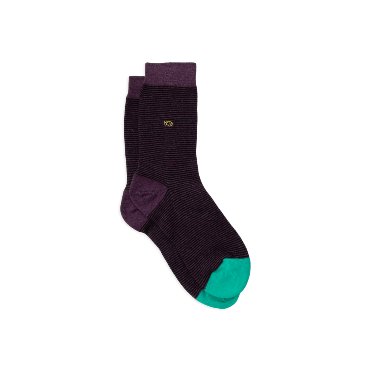 Chaussettes en coton peigné rayées  Violet et noir