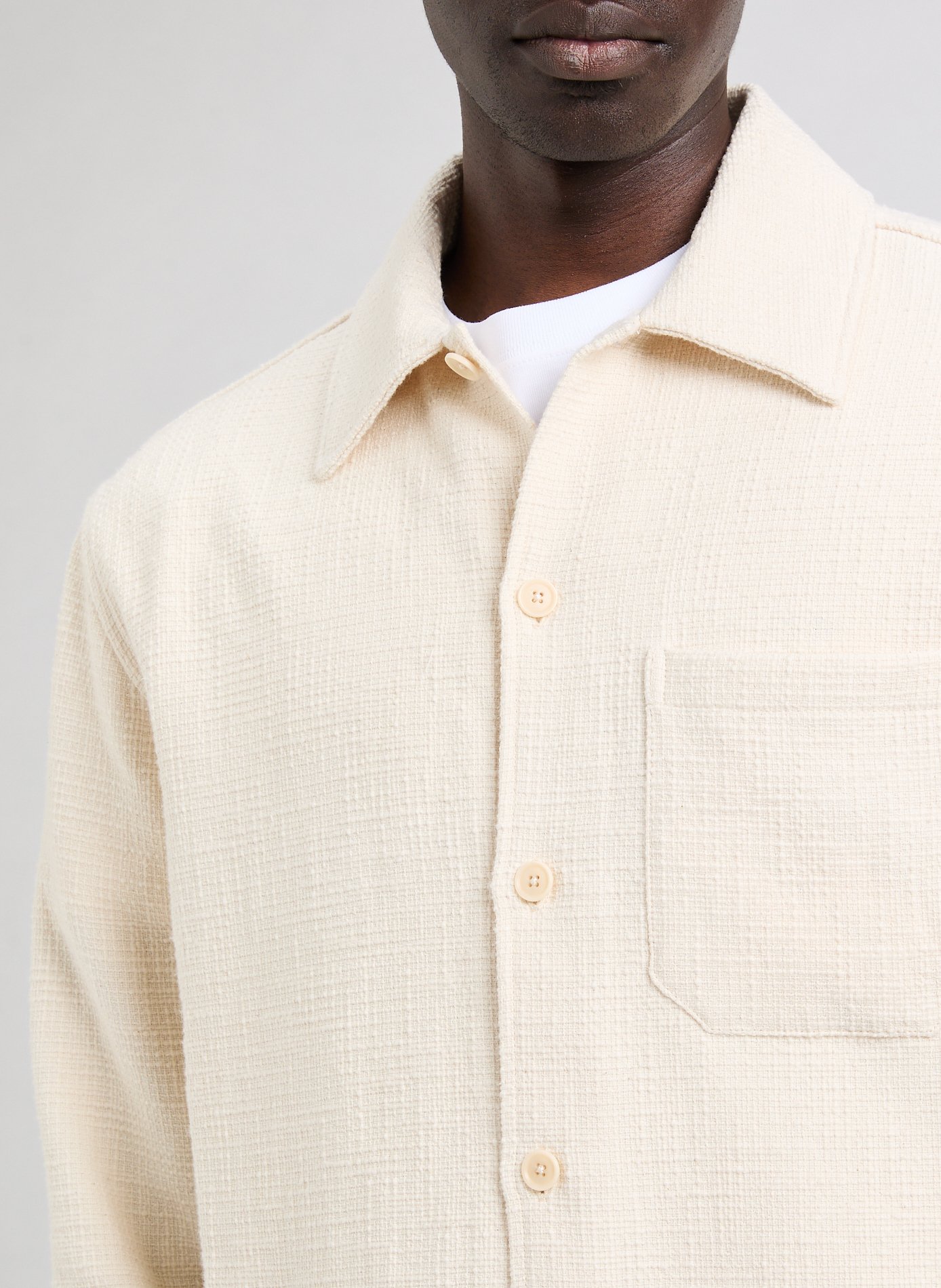 Chemise droite en coton mélangé SAMSOE SAMSOE Blanc