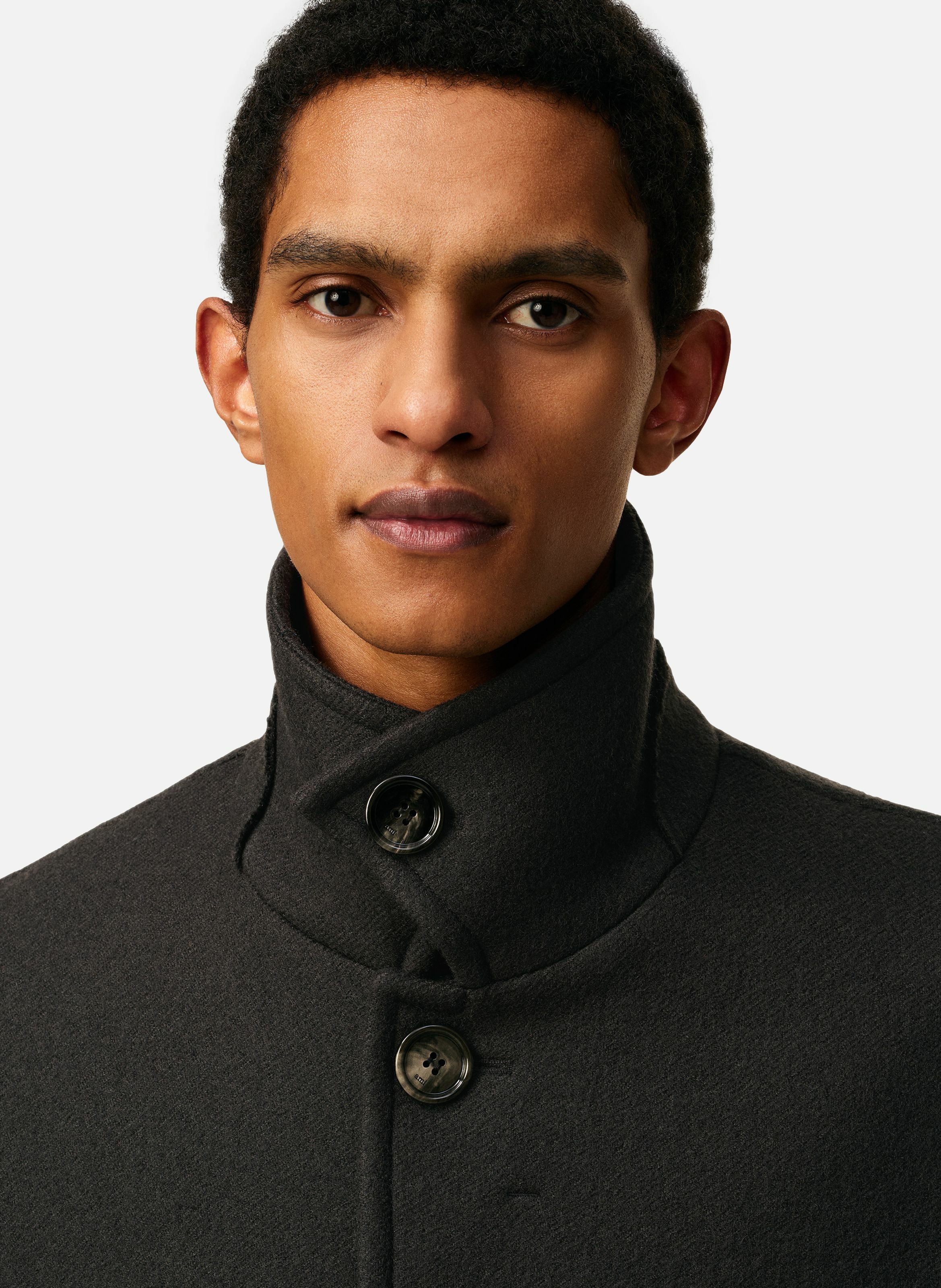 Caban col montant oversize en laine AMI PARIS Gris