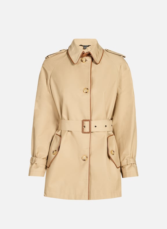 Short trench coat in blended cotton Beige by LAUREN LAUREN Short trench coat in blended cotton Beige