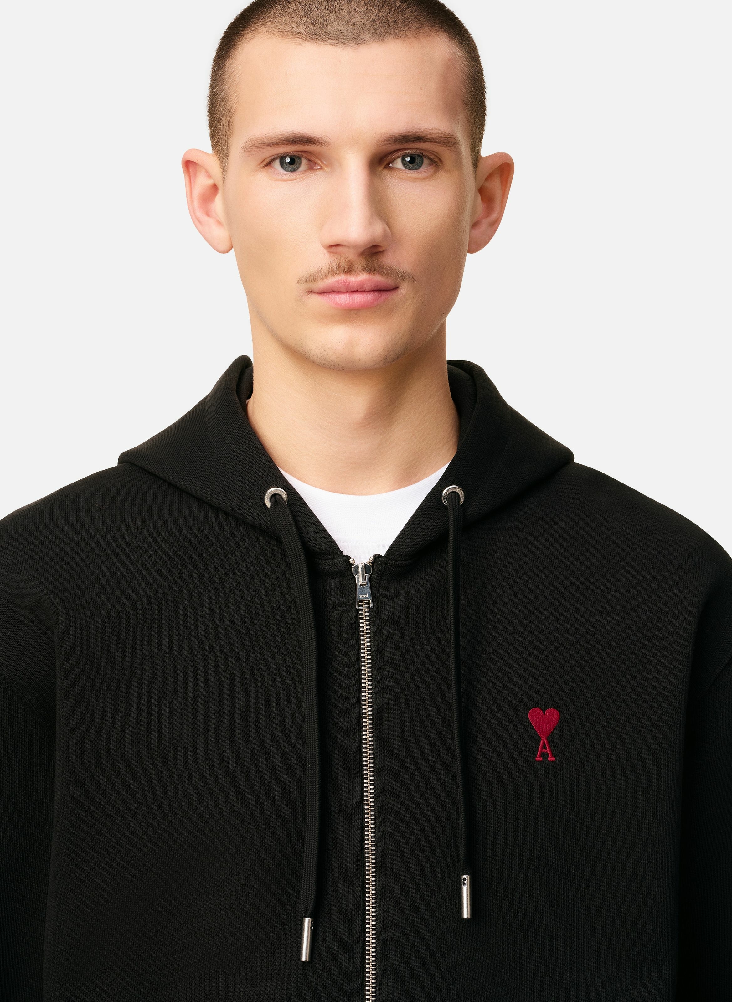 Hoodie zippé ami de coeur rouge unisexe AMI PARIS Noir