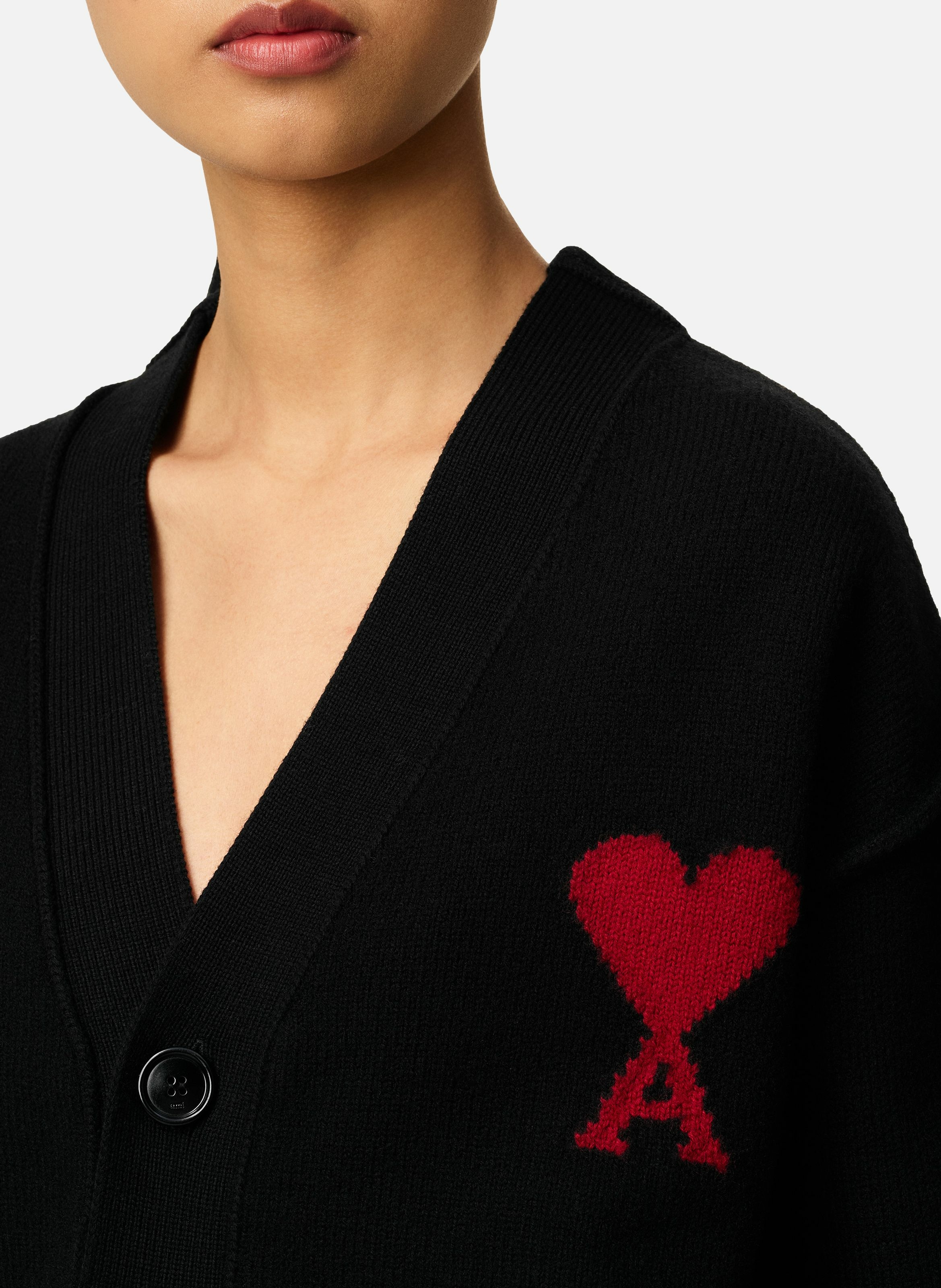 Cardigan ami de coeur en laine unisexe AMI PARIS Noir