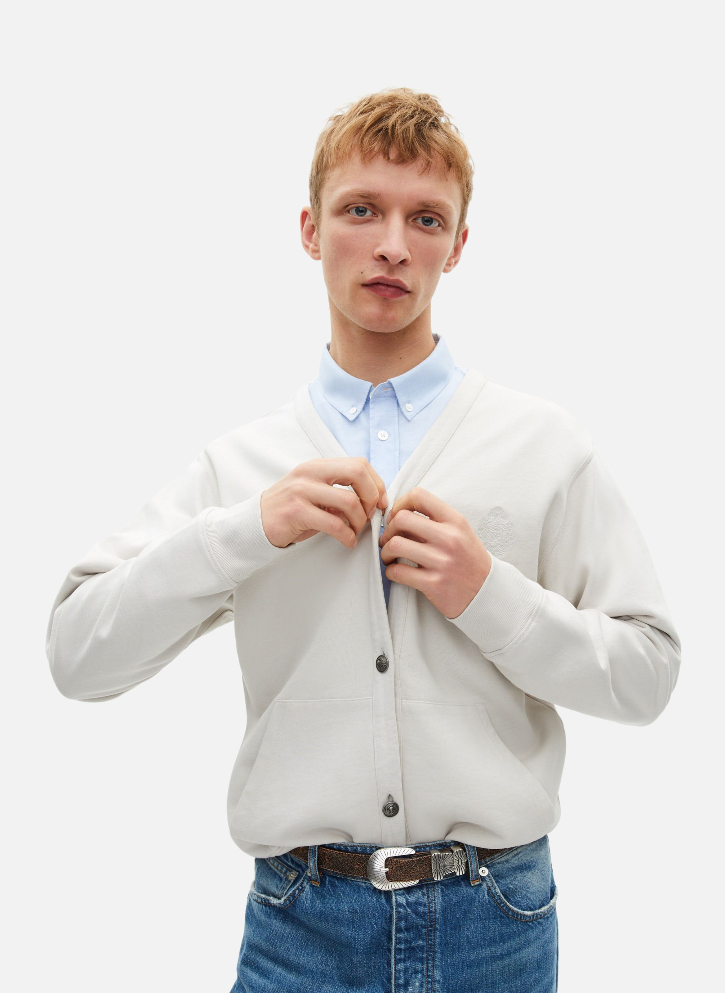 Cardigan boutonné en jersey THE KOOPLES Gris