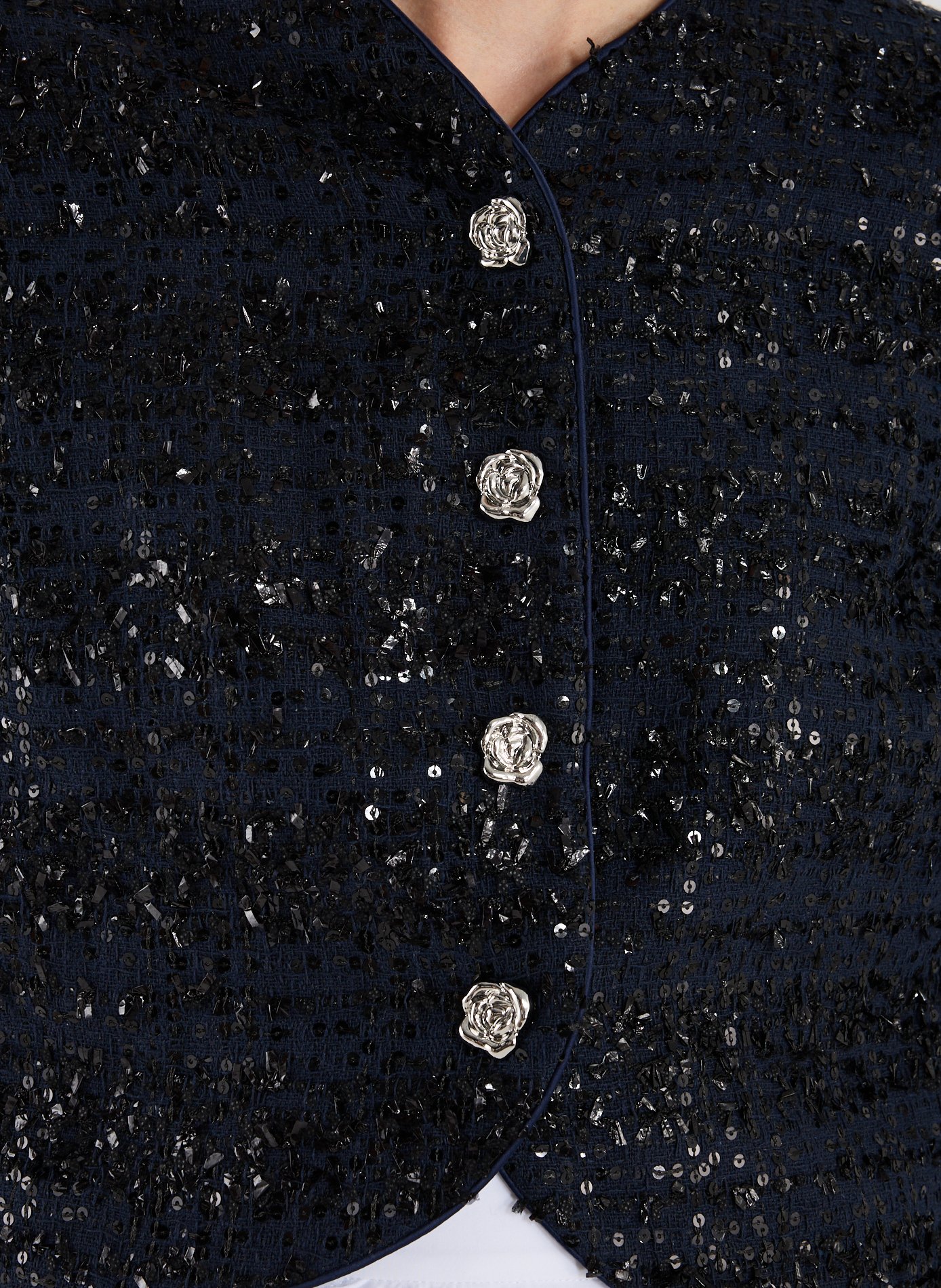 Veste courte en sequins ROTATE Bleu