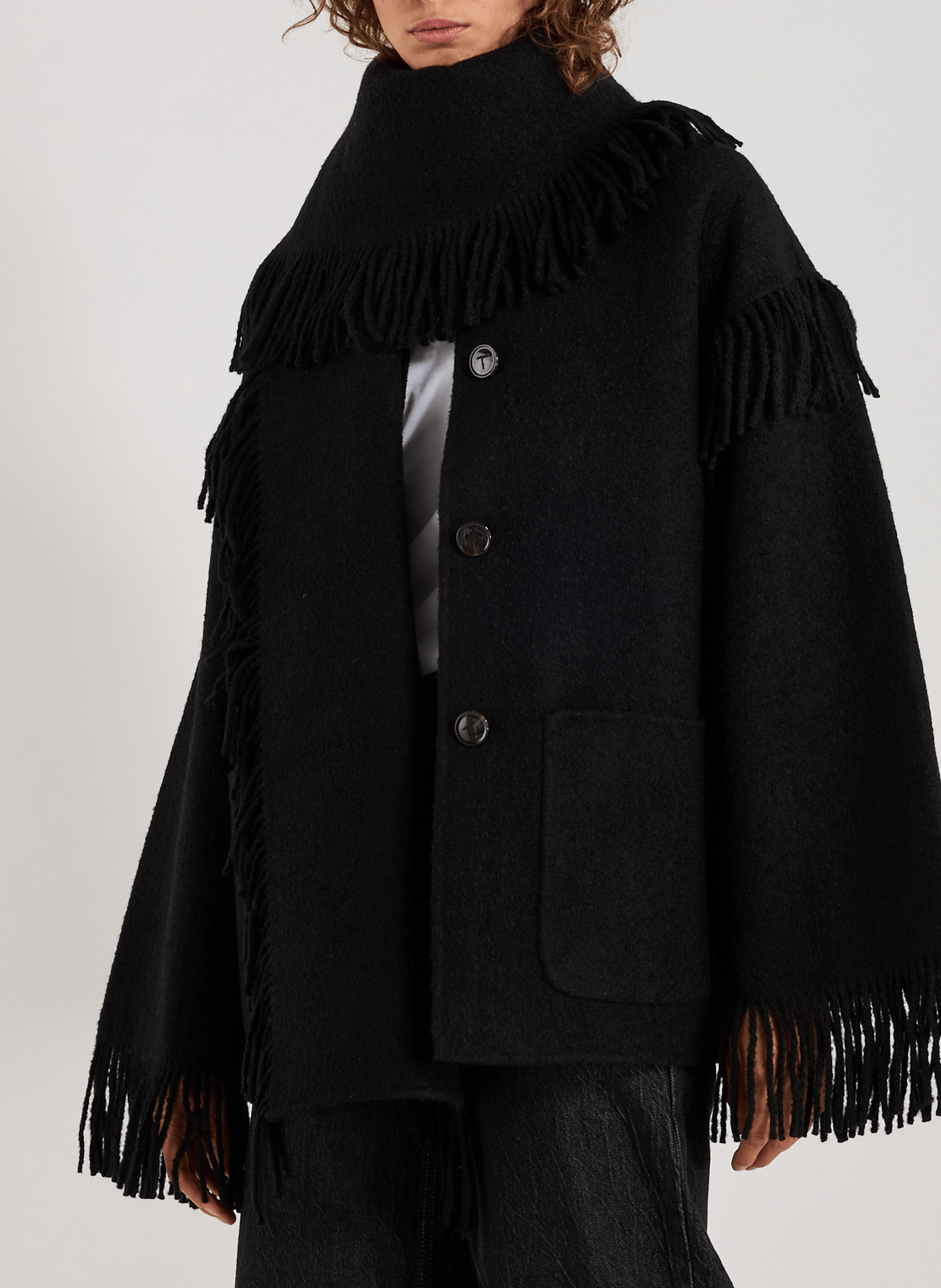 TOTEME Wool blend scarf jacket Black