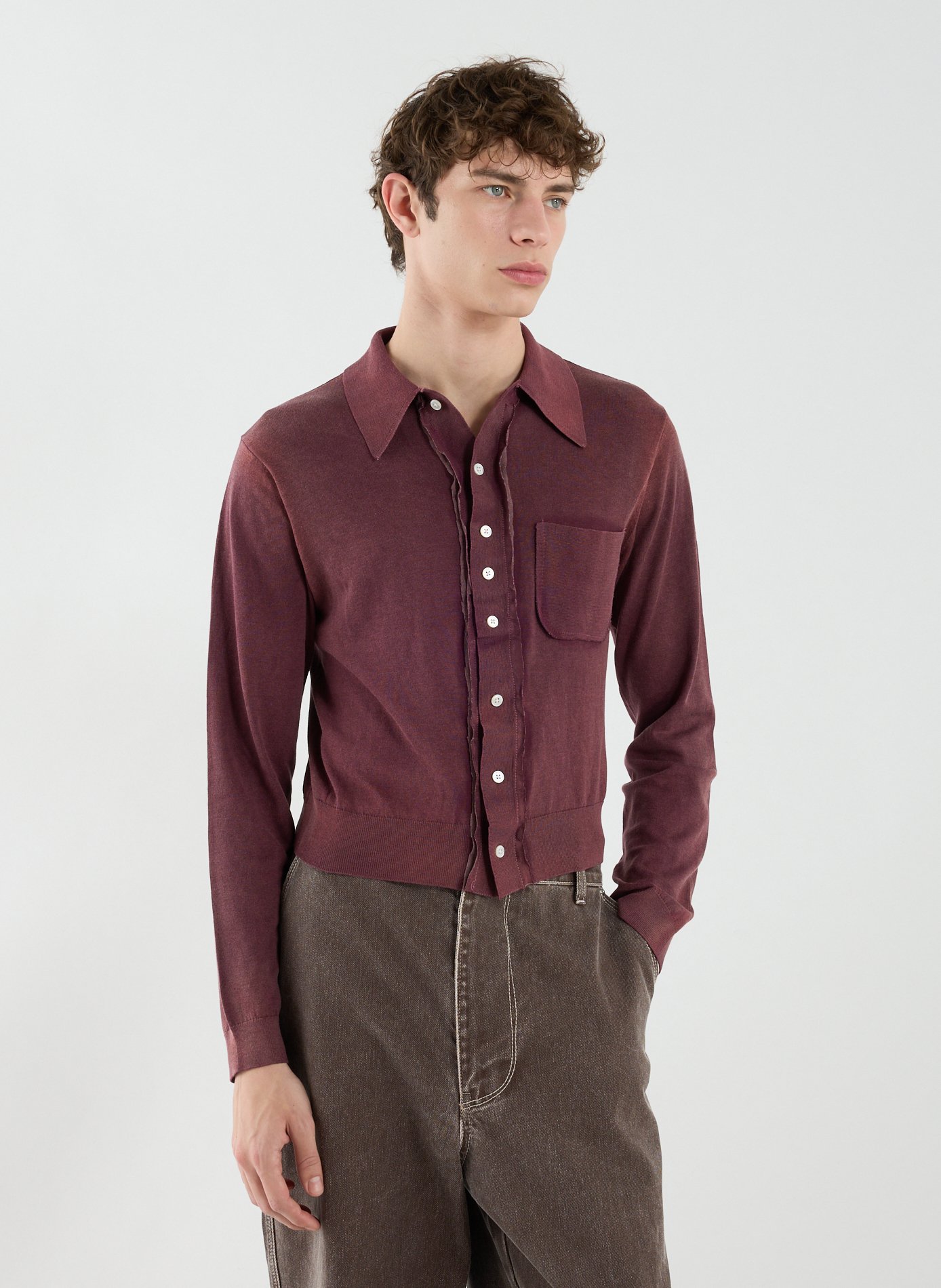 Silk and cotton cardigan CAMIEL FORTGENS Purple