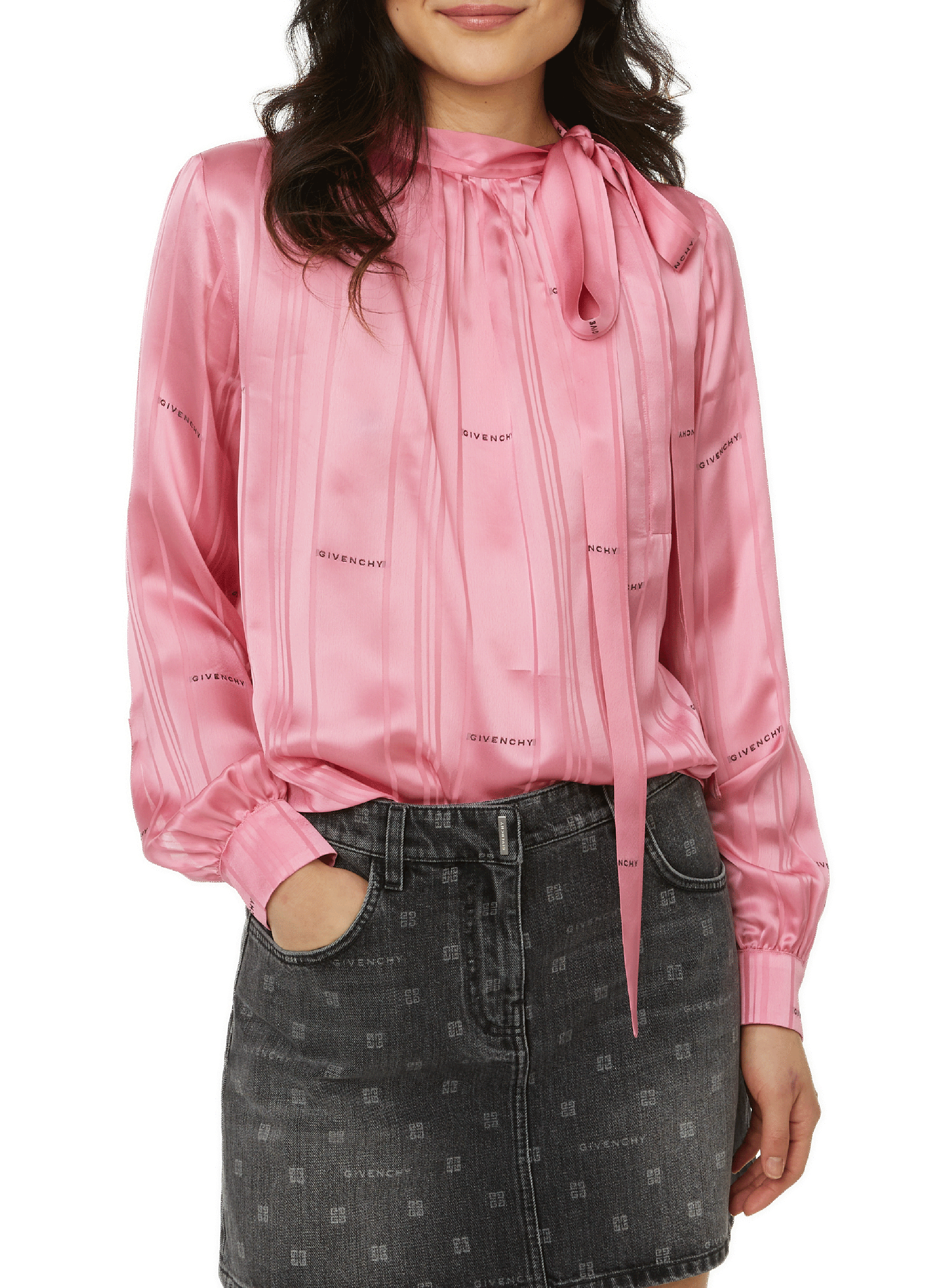 Satin pussy-bow blouse GIVENCHY Pink