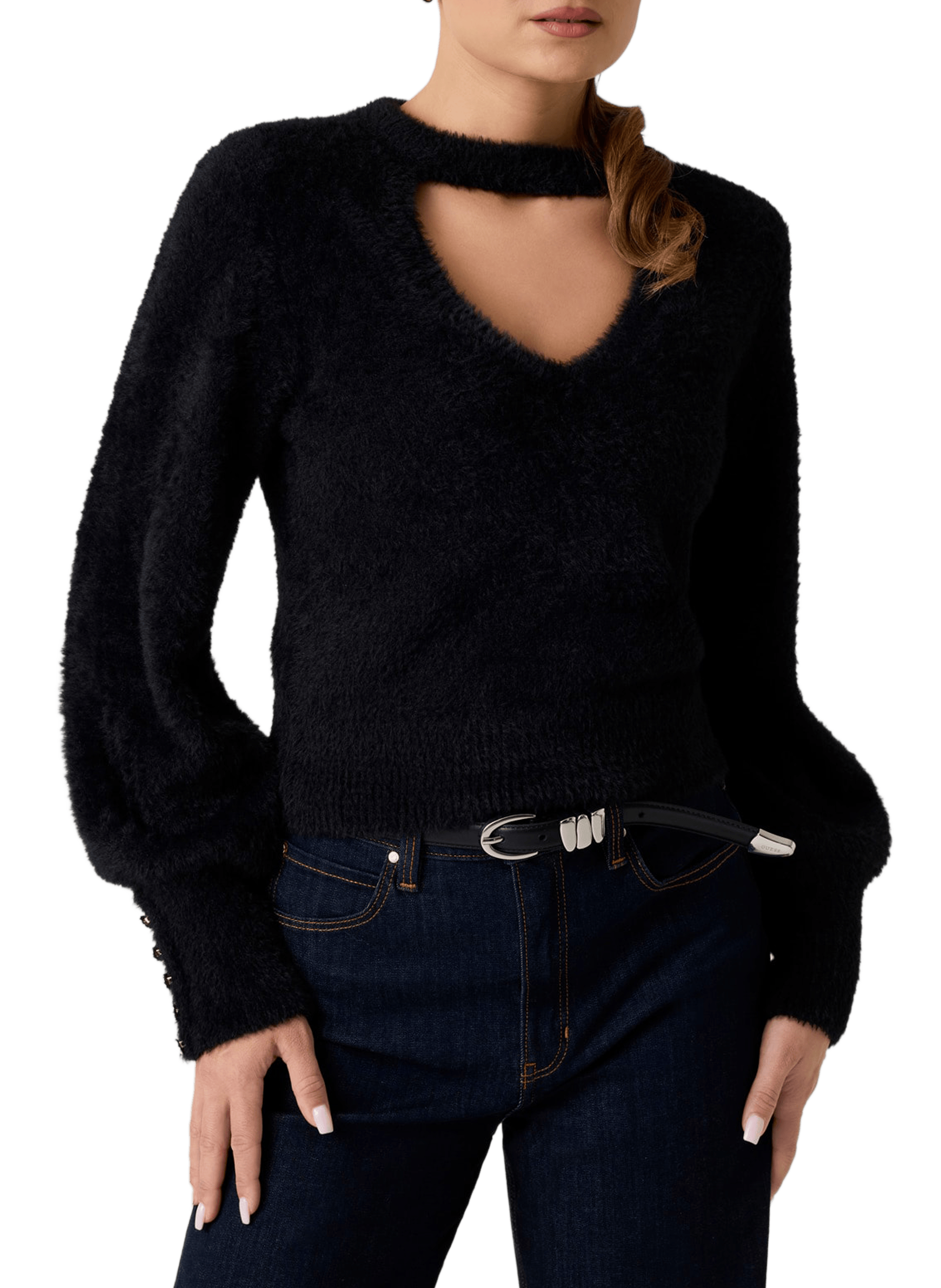 Pull col V GUESS Noir