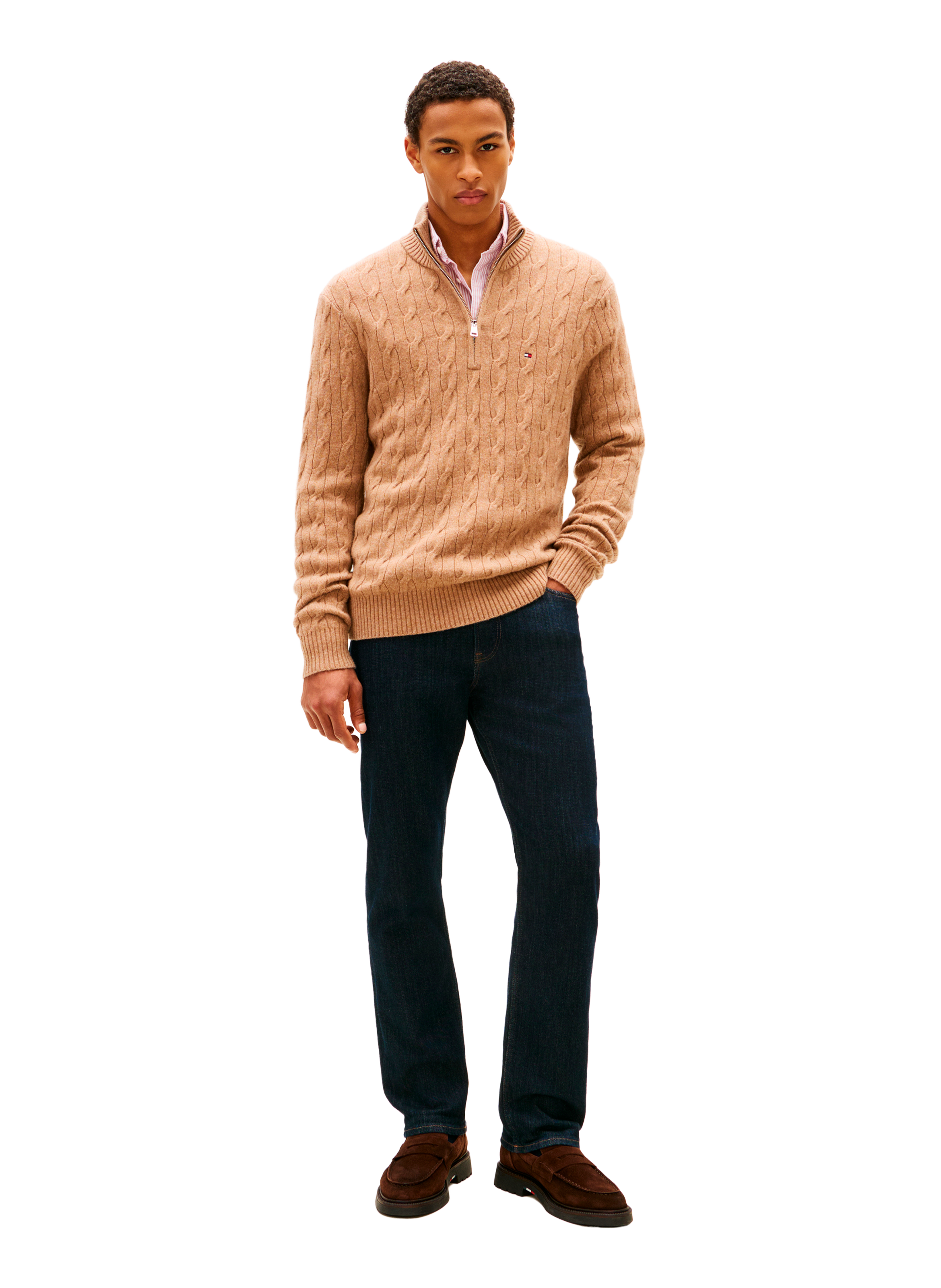 Wool blend zip-up sweater TOMMY HILFIGER Beige