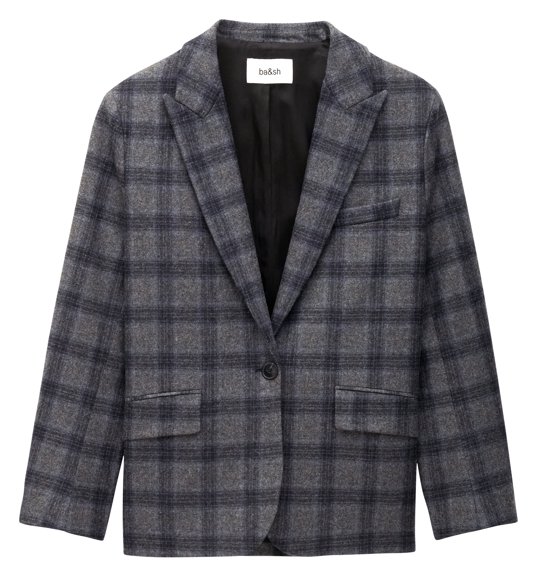 Veste tailleur droite en laine mélangée à carreaux teecee BA&SH Bleu