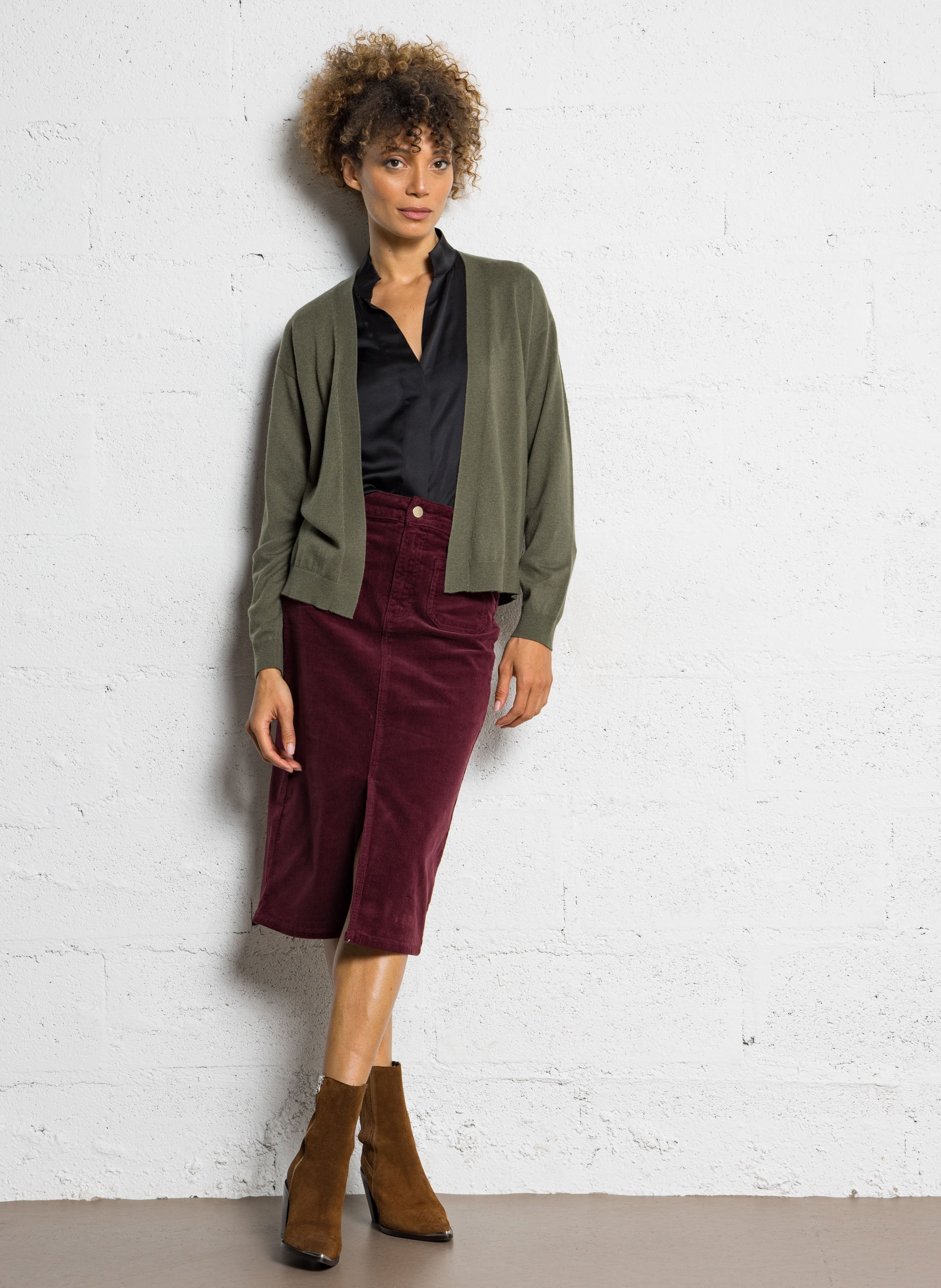 Blouse fluide satinée à col tunisien Basile MAISON 123 Noir