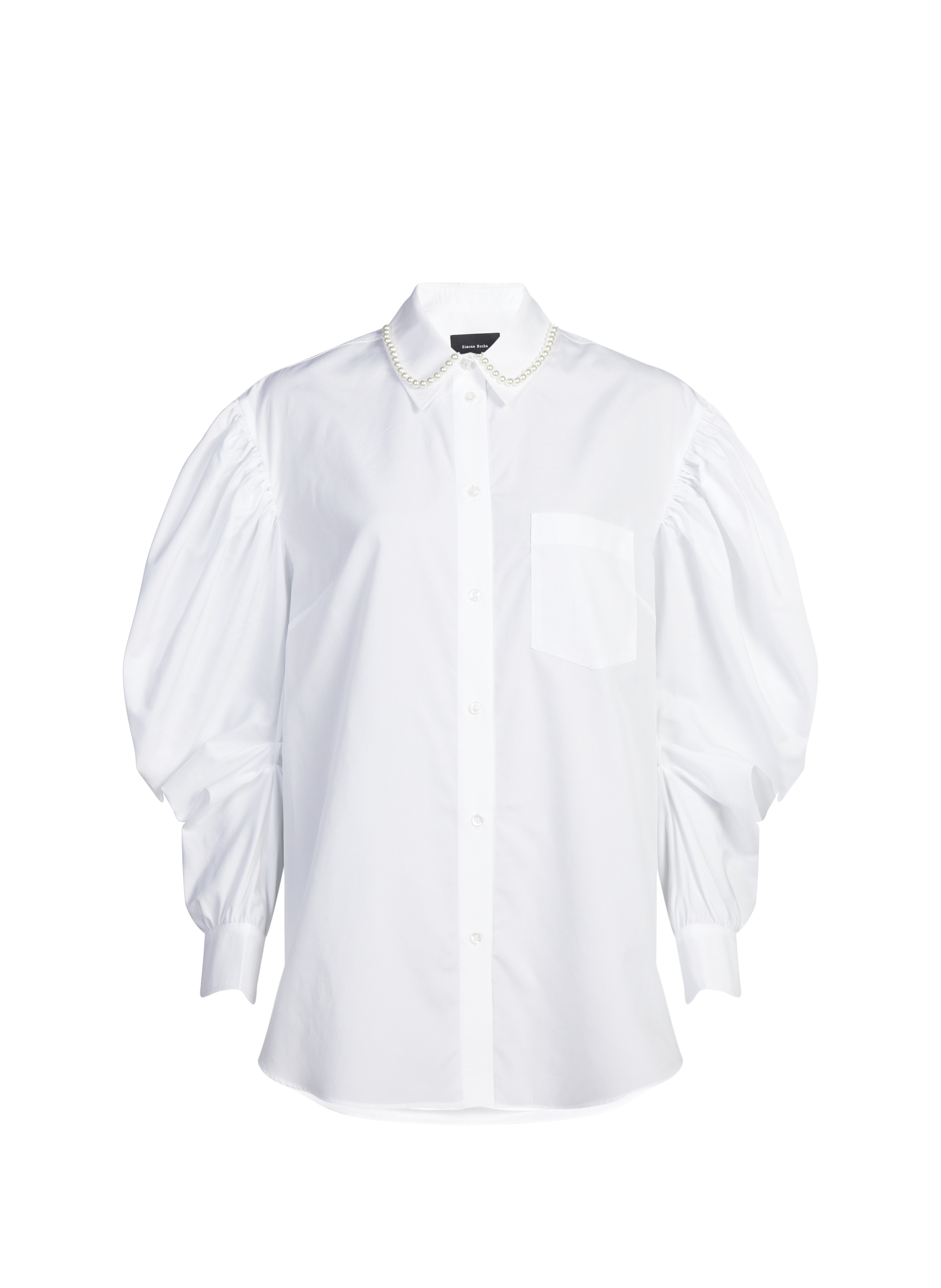 Chemise droite avec perles en coton SIMONE ROCHA Blanc