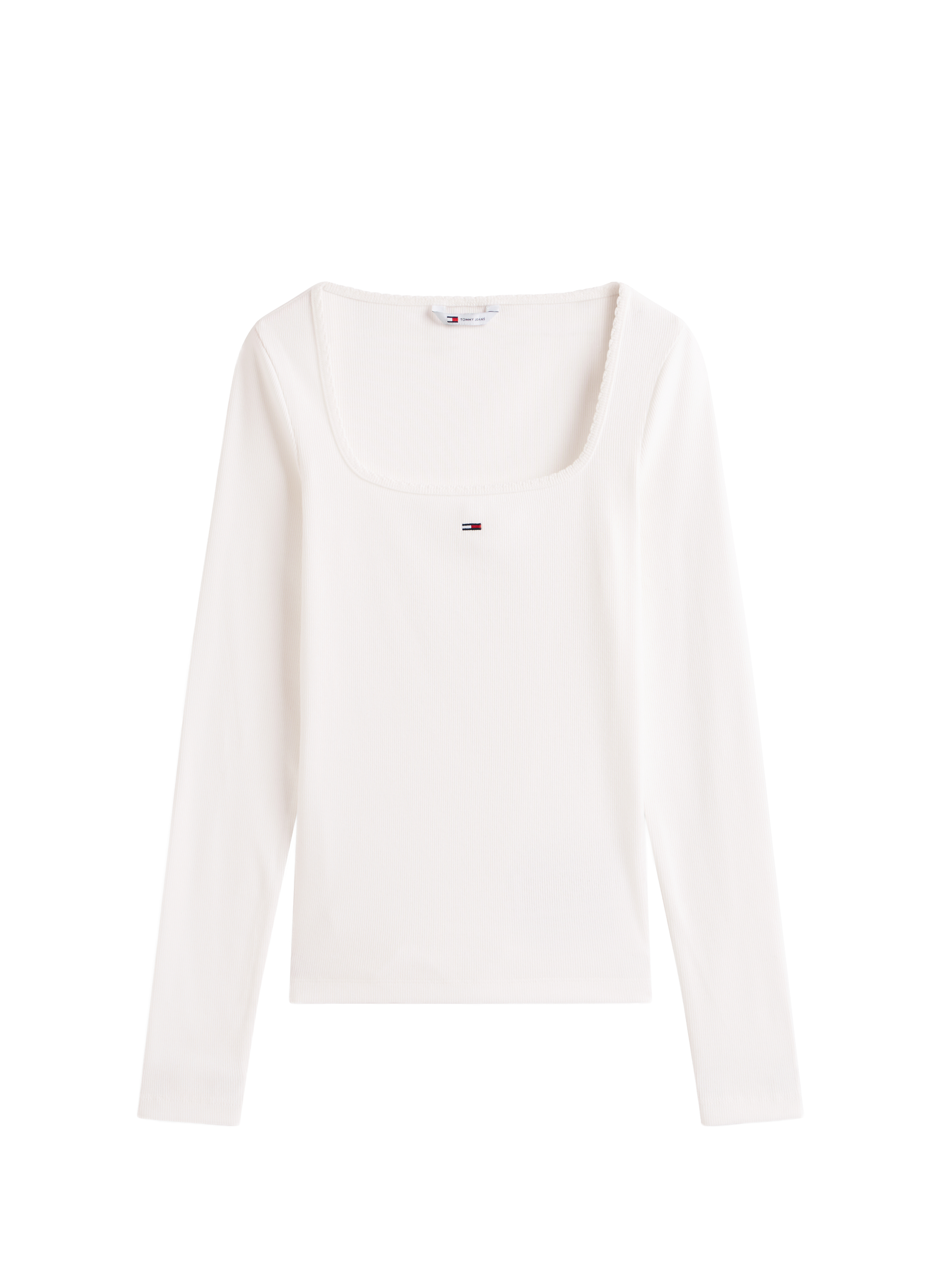 T-shirt côtelé à col carré en coton mélangé TOMMY HILFIGER Blanc