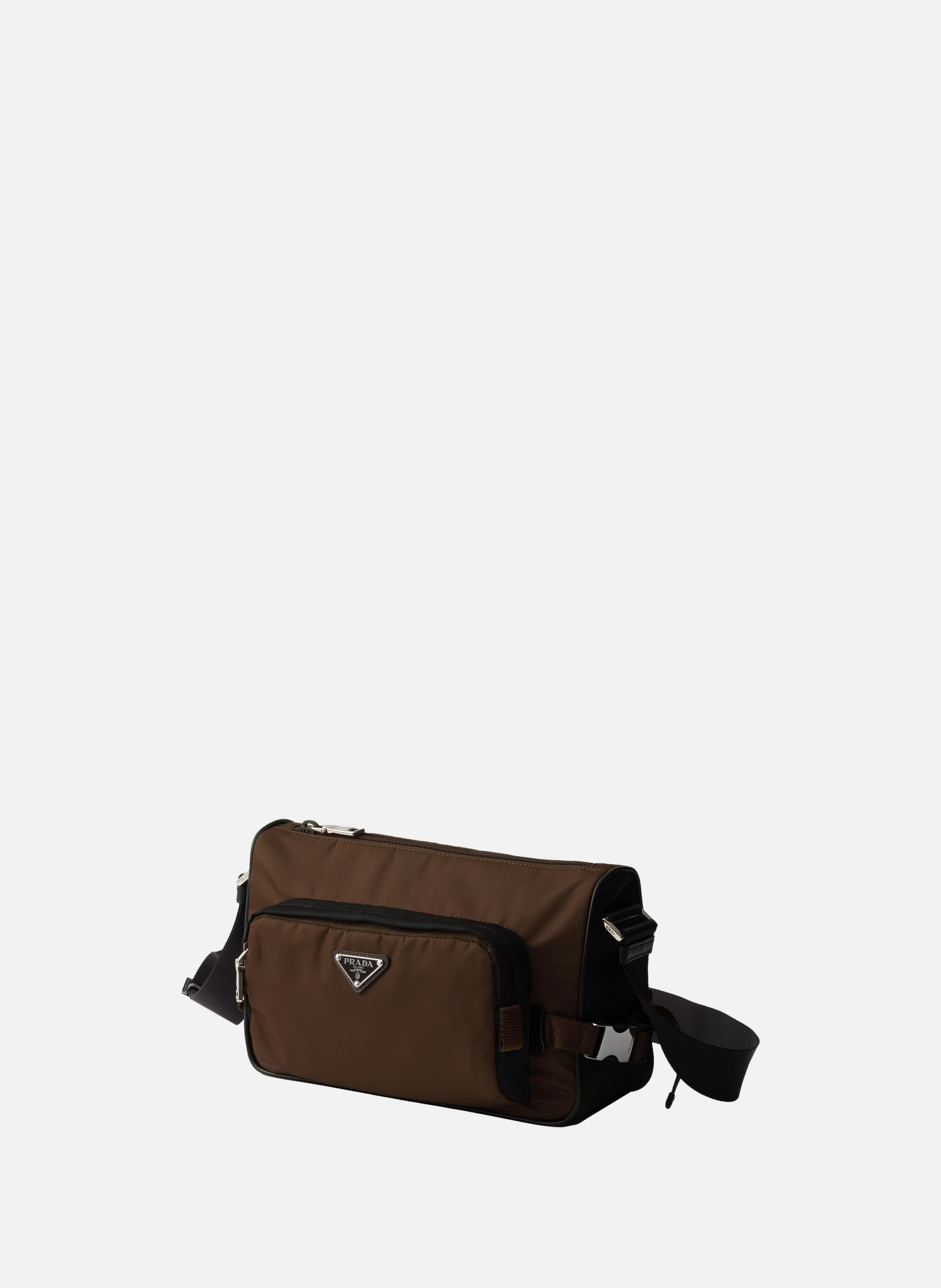 Sac porté épaule en re-nylon et cuir PRADA Noir