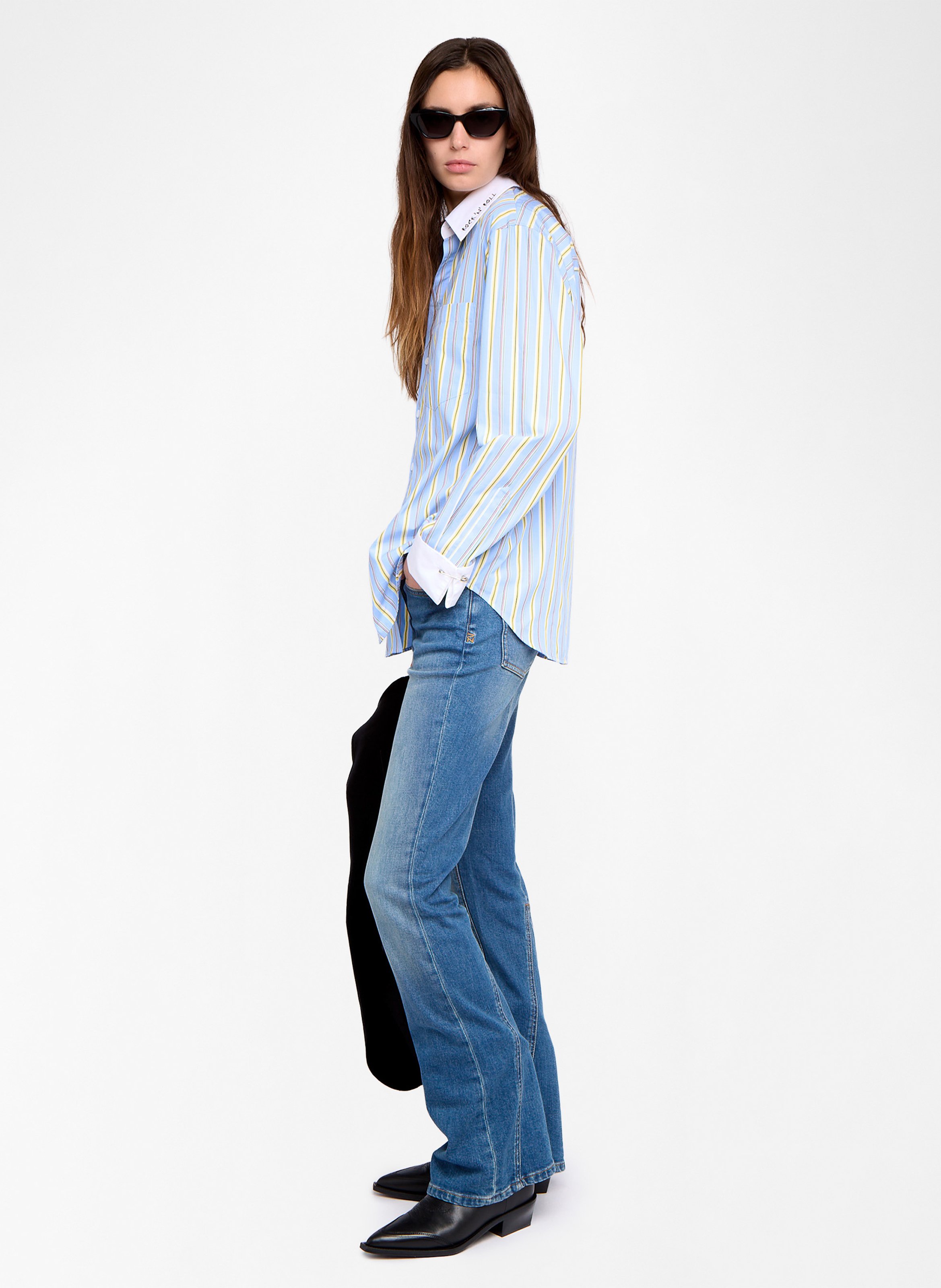 Chemise oversize col classique rayée en coton morning ZADIG&VOLTAIRE Bleu