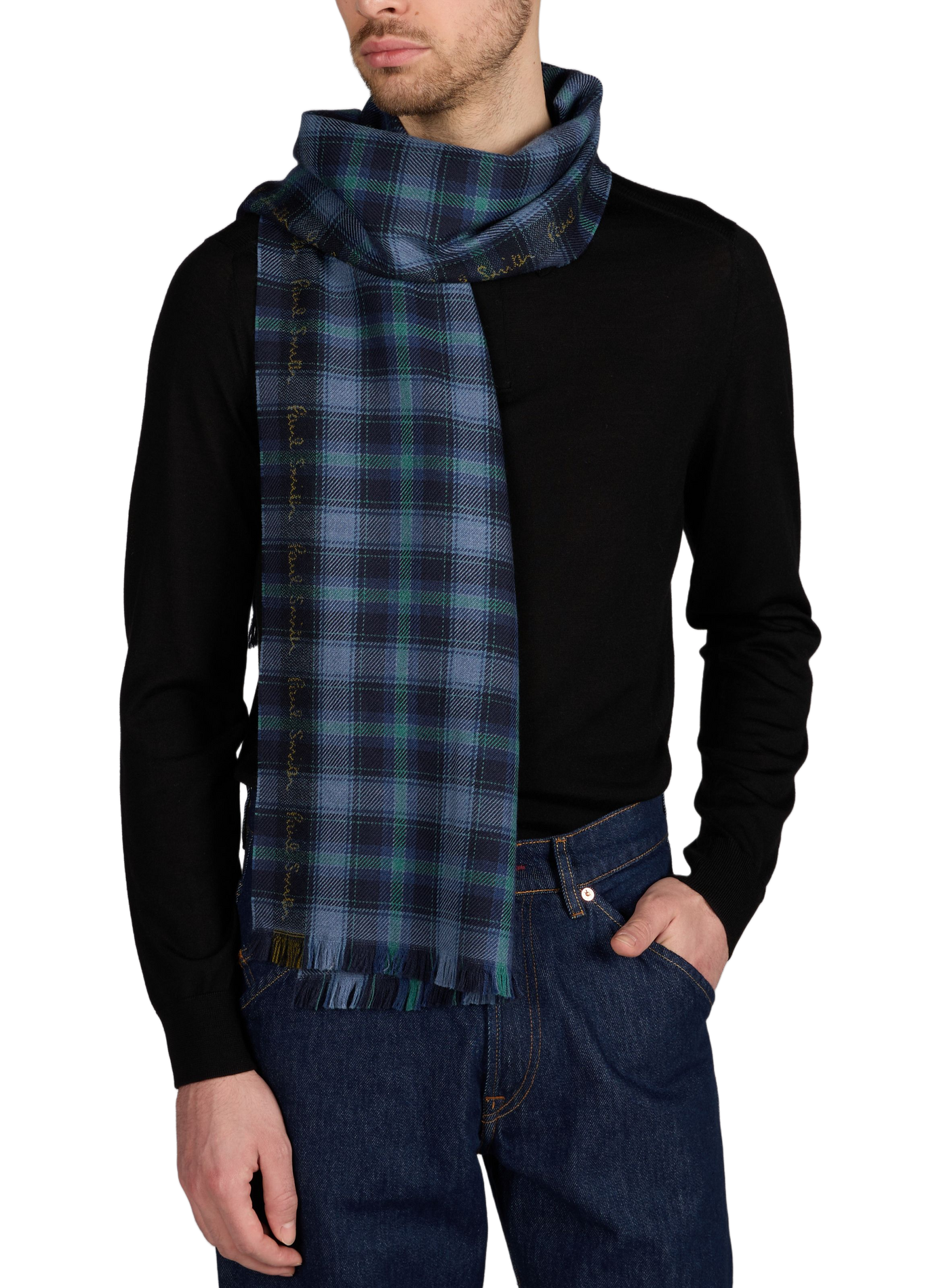 Wool check scarf PAUL SMITH Blue