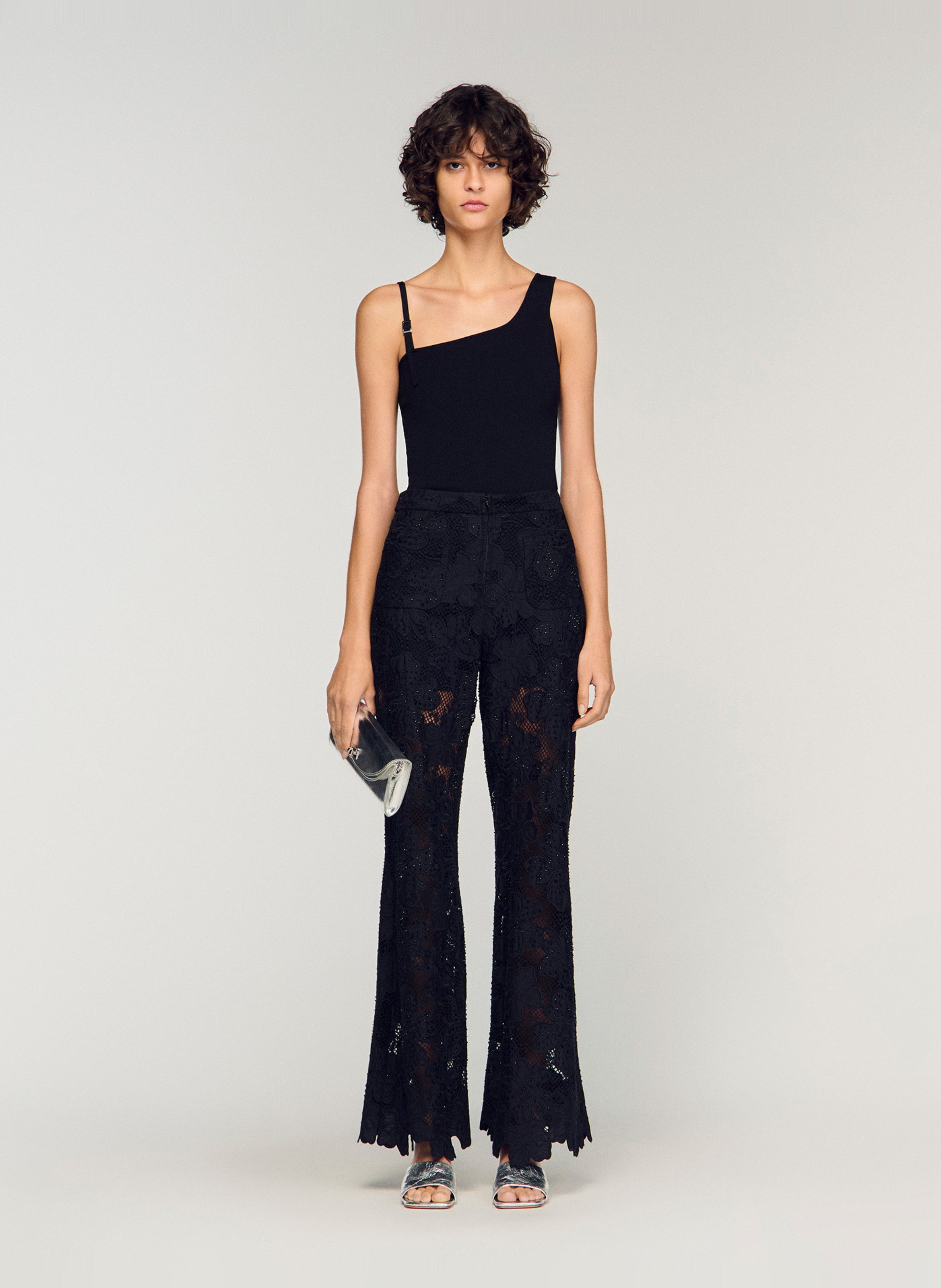 Top asymétrique SANDRO Noir