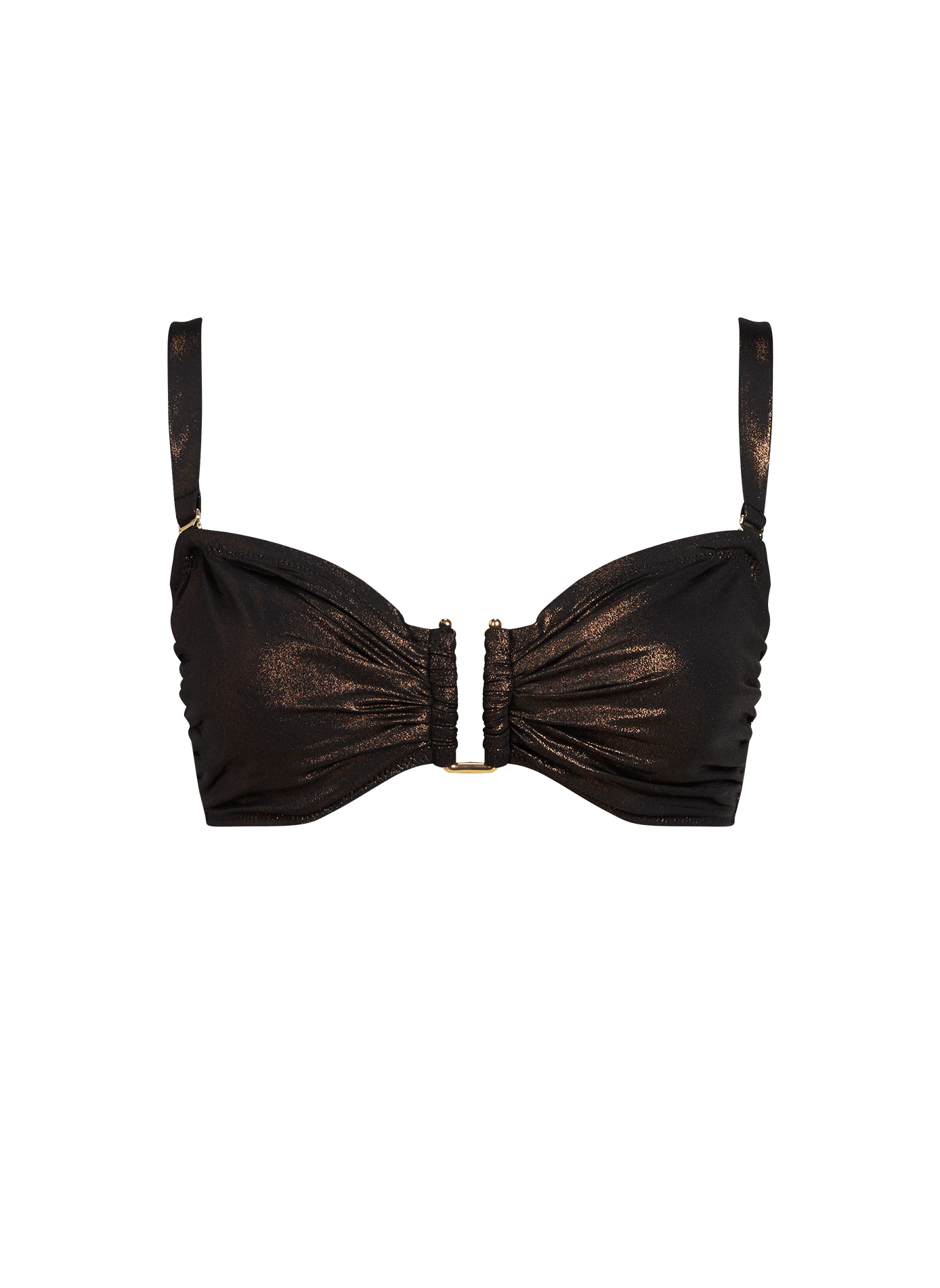 Haut de maillot de bain brillant à bretelles amovibles GRAIN DE SABLE Marron