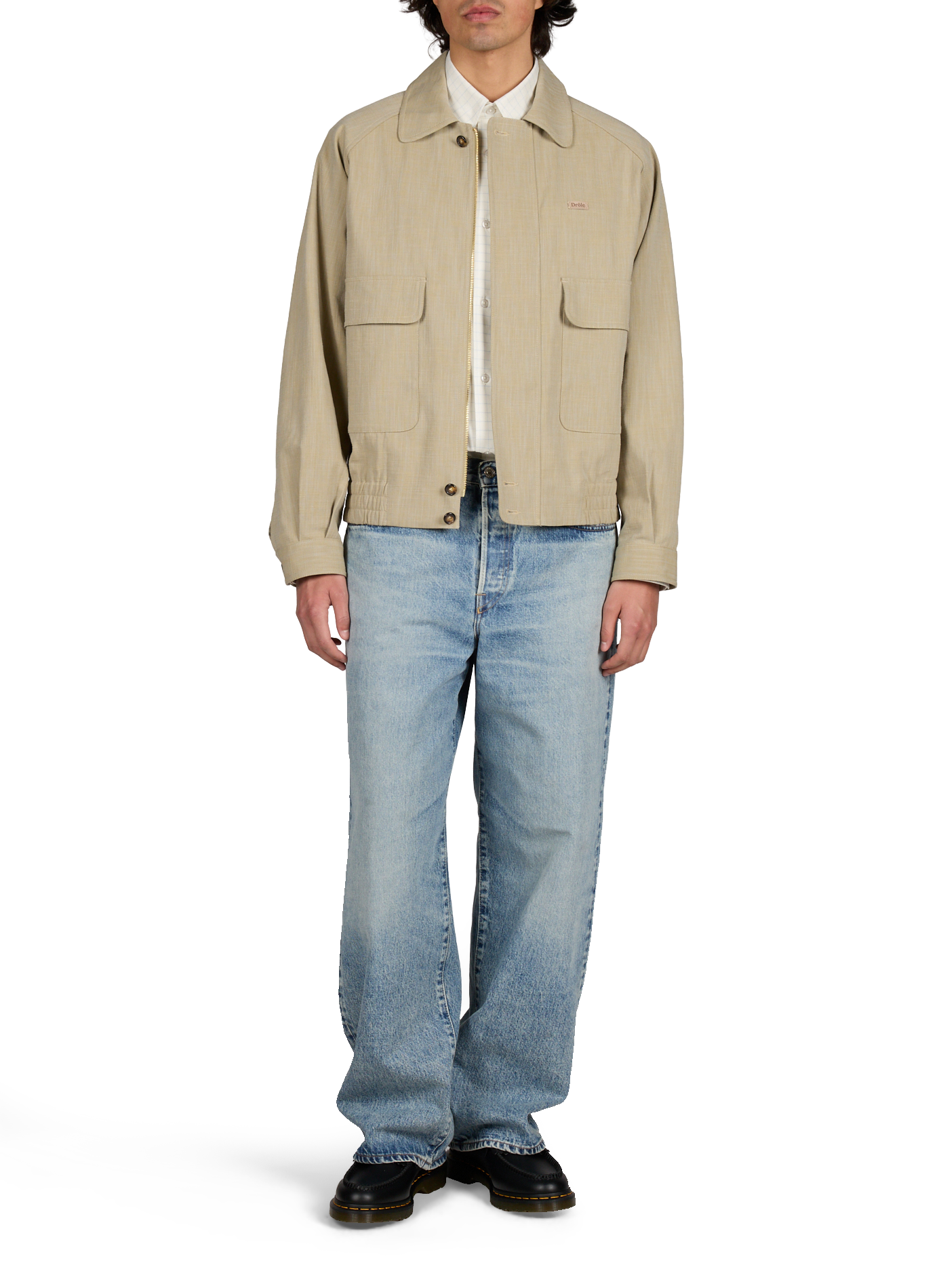 Veste ample en coton mélangé DROLE DE MONSIEUR Kaki