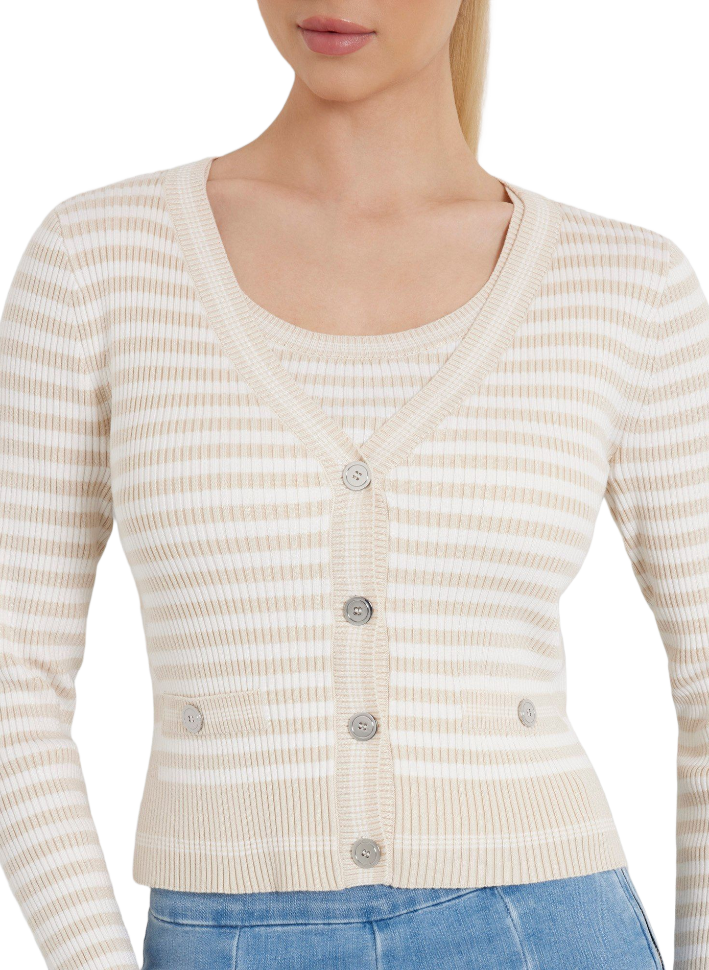 Striped Cardigan Mix GUESS Beige