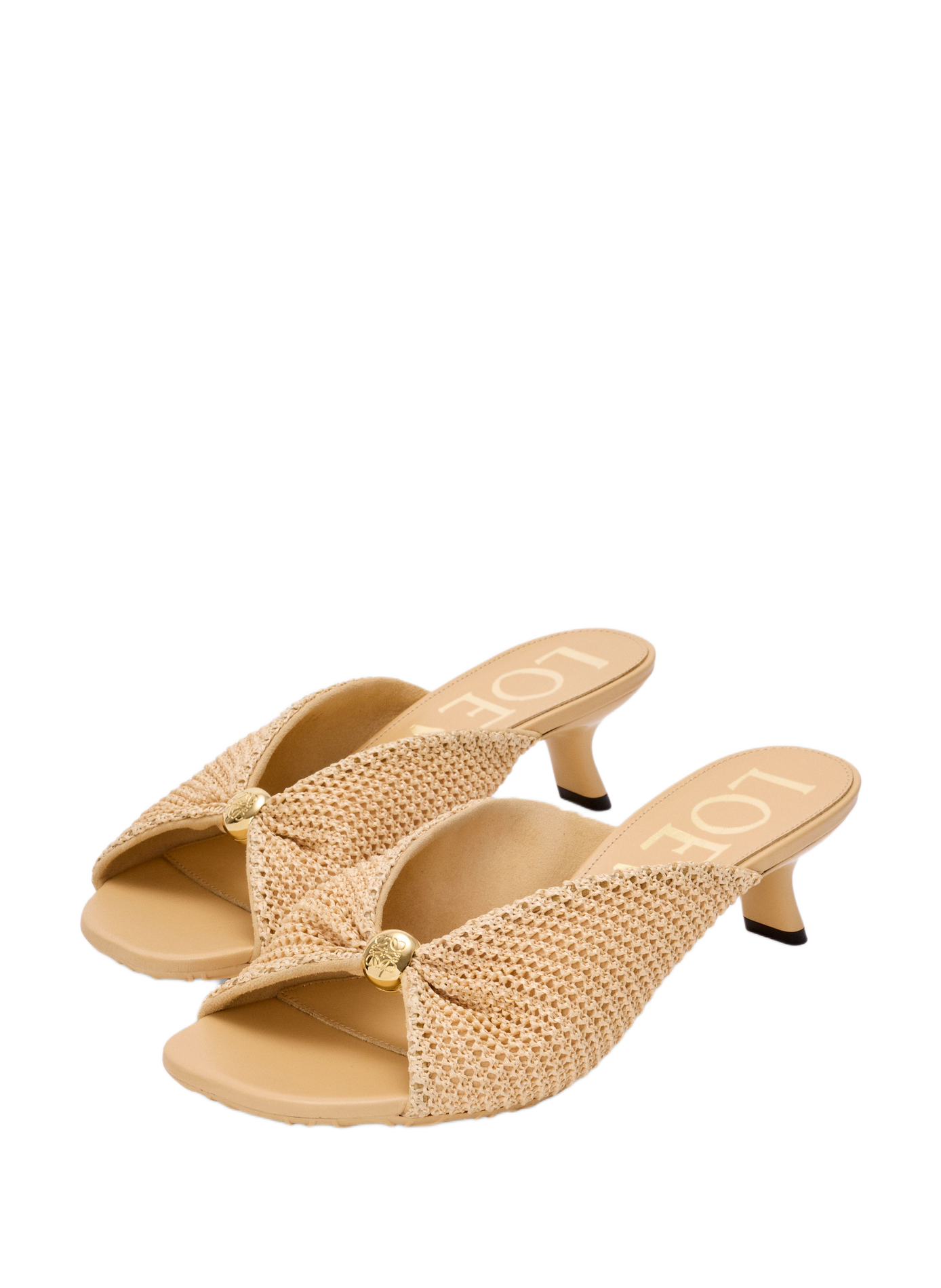 Pebble Soft Mules in raffia effect textile Beige
