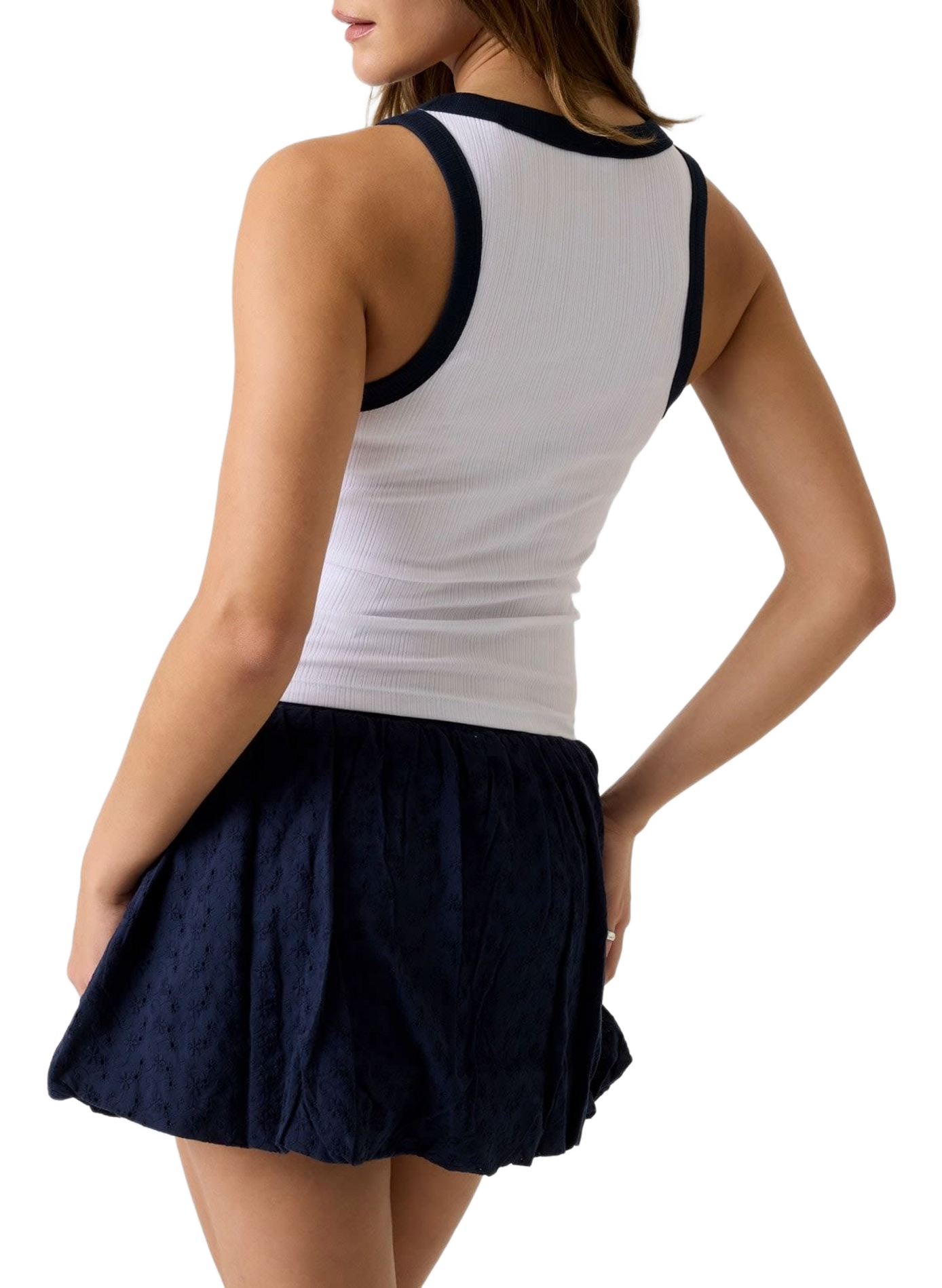 Tanktop mit kontrastierenden Kanten und gesticktem Logo aus Baumwollmischung GUESS Weiss