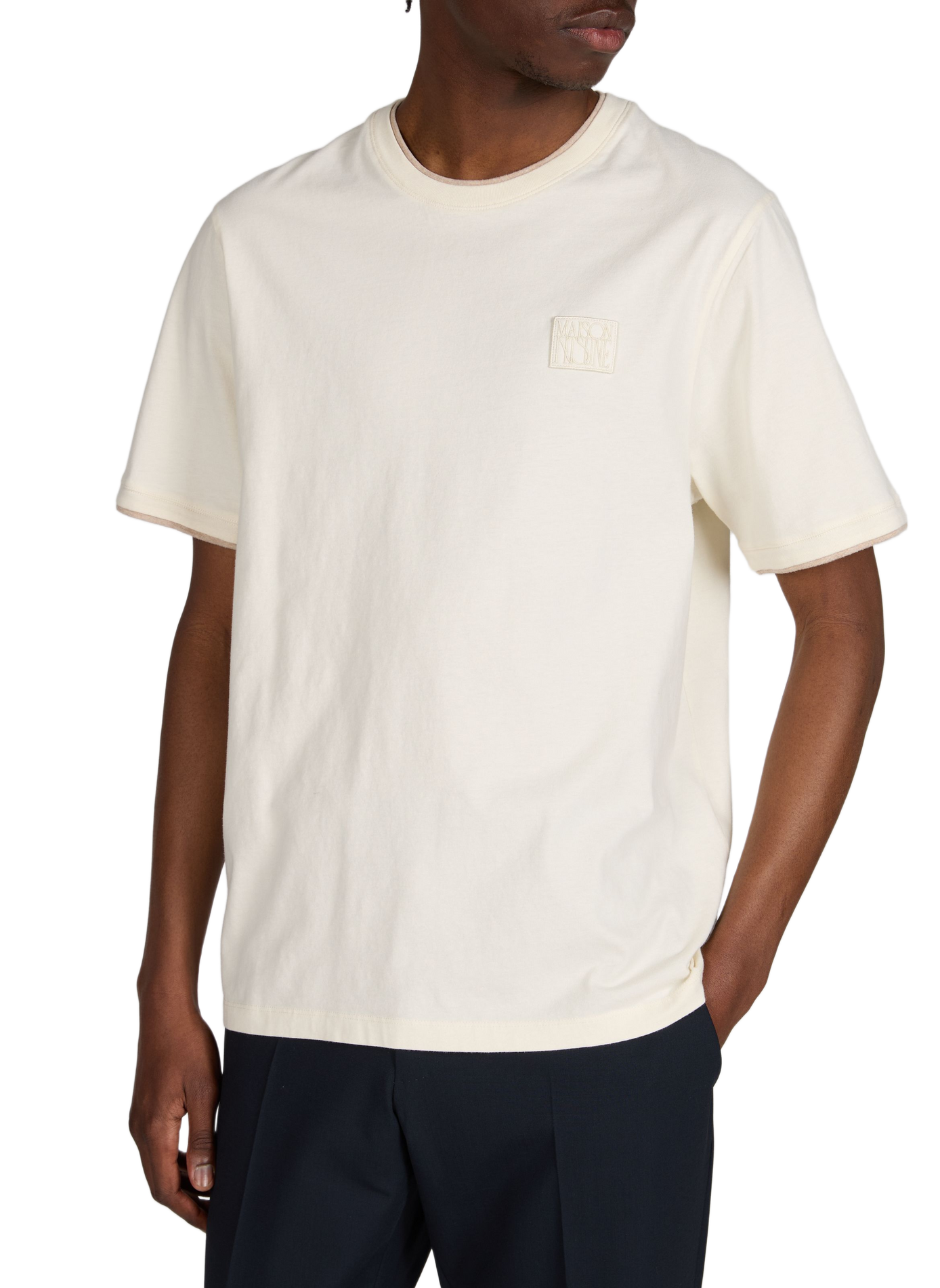 Straight T-shirt with embroidered logo in cotton MAISON KITSUNÉ Beige