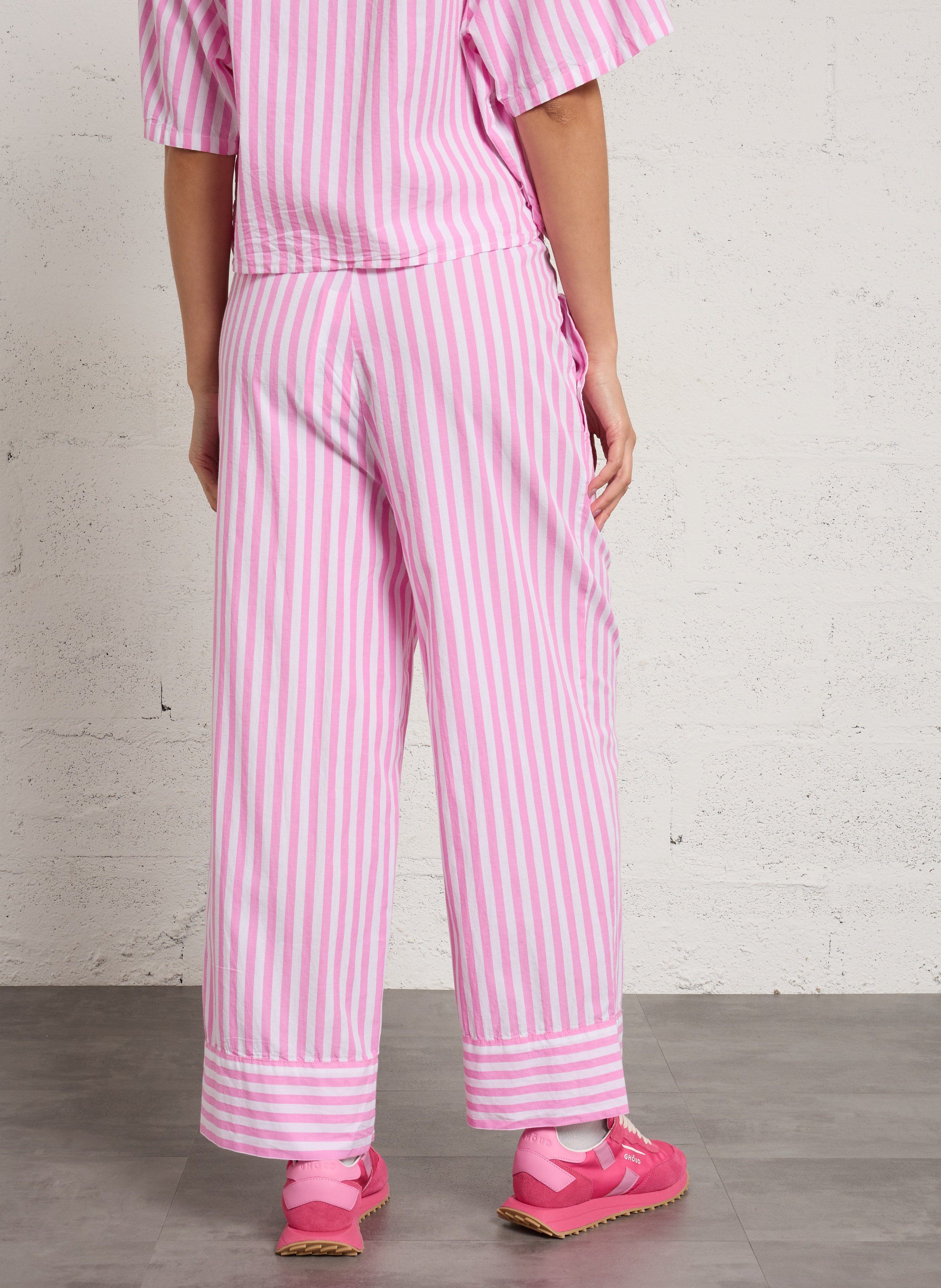 Pantalon large taille haute rayé vextown AMERICAN VINTAGE Rose