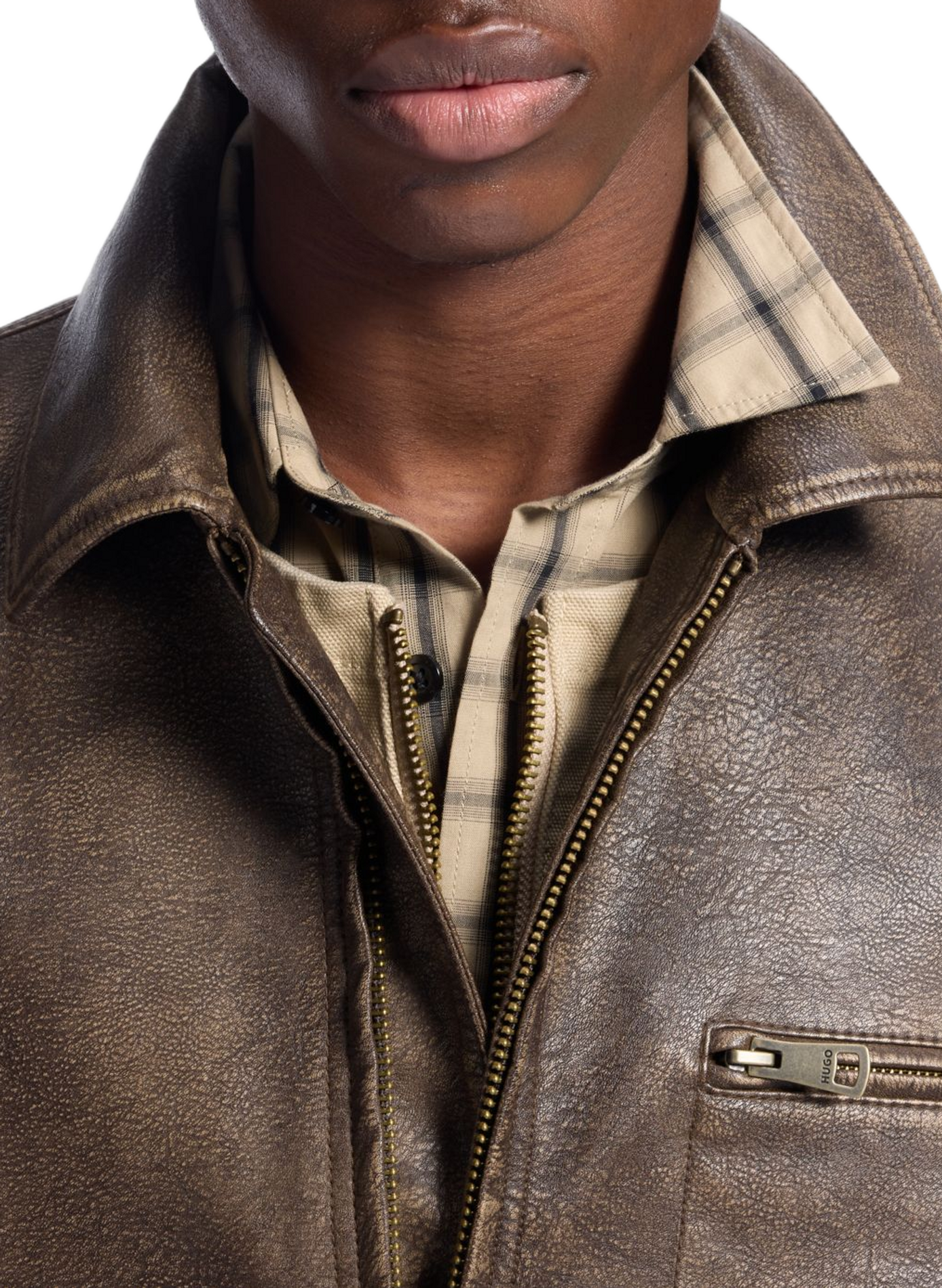 Blouson col classique HUGO BLUE Marron