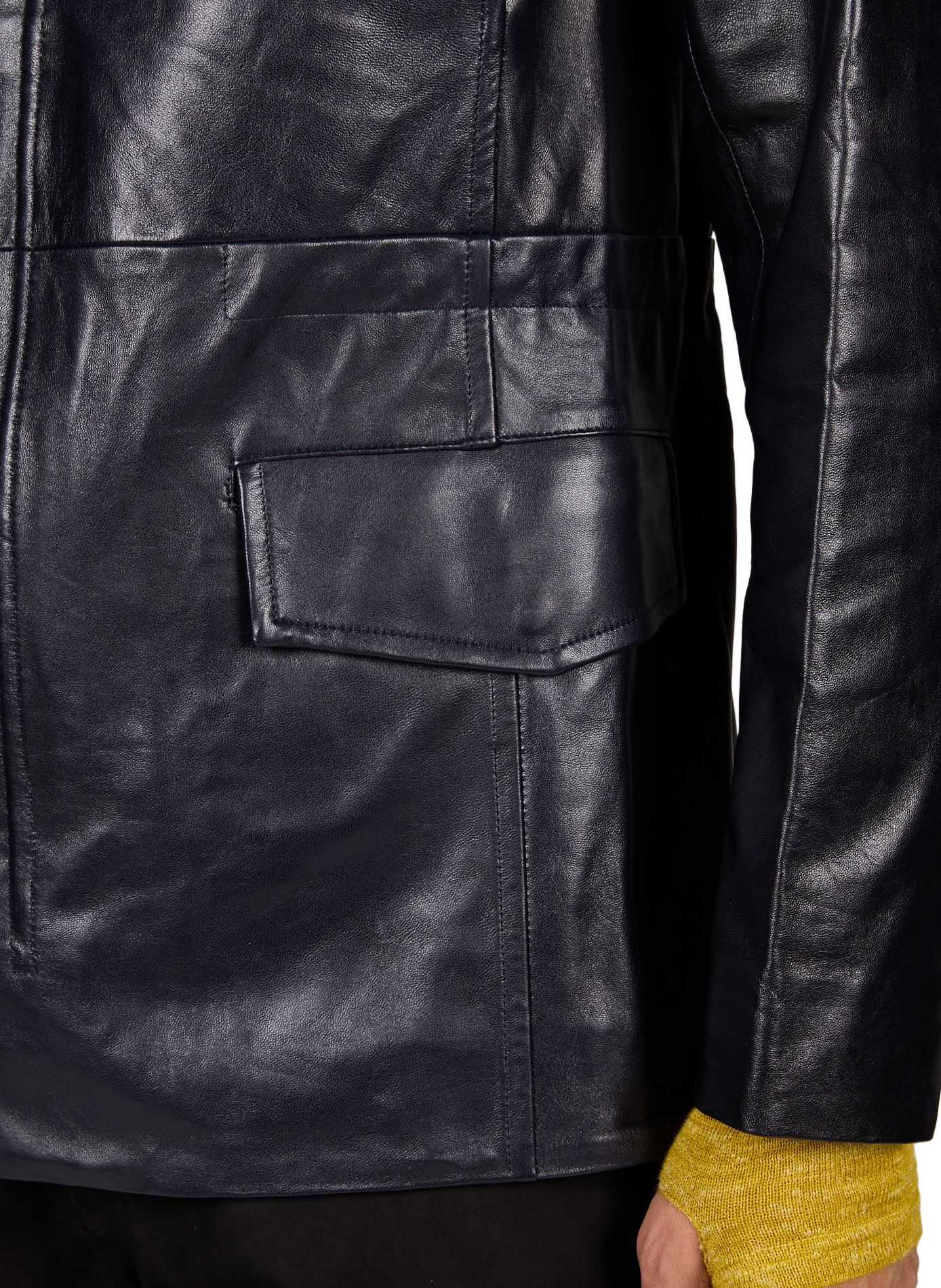 Blouson en cuir OMAR AFRIDI Bleu