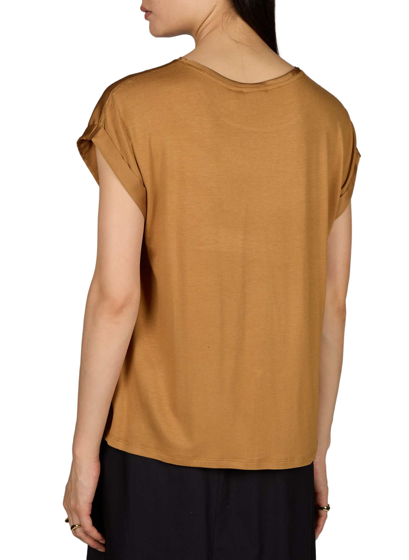 Satint-shirt mit Rundhalsausschnitt VILA Braun