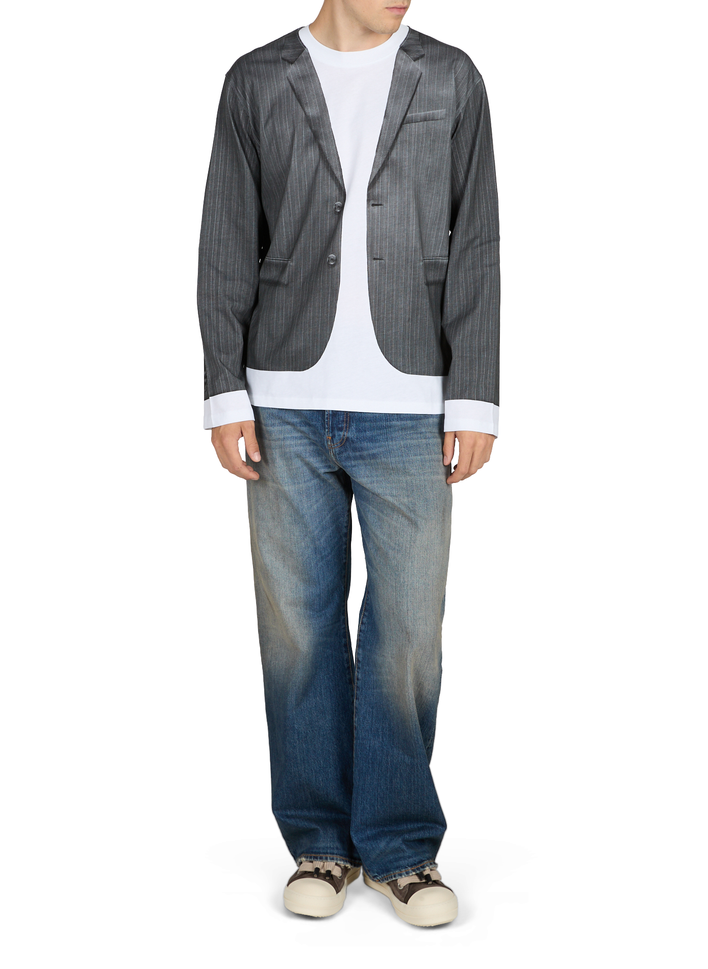 T-shirt imprimé costume en coton MOSCHINO Gris