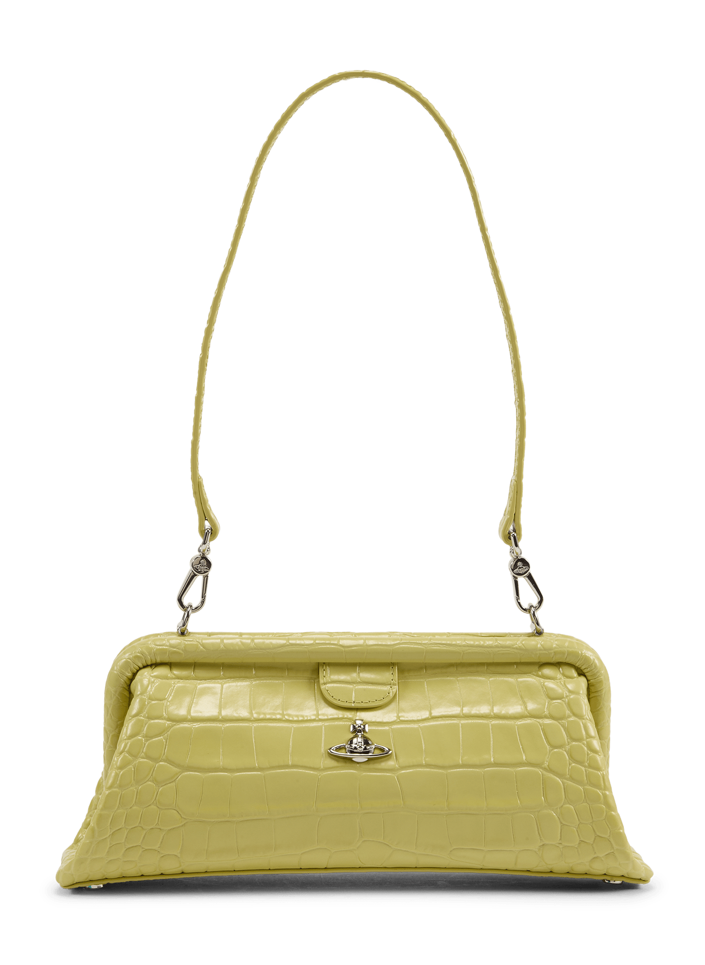 Crocodile skin leather shoulder bag VIVIENNE WESTWOOD Yellow