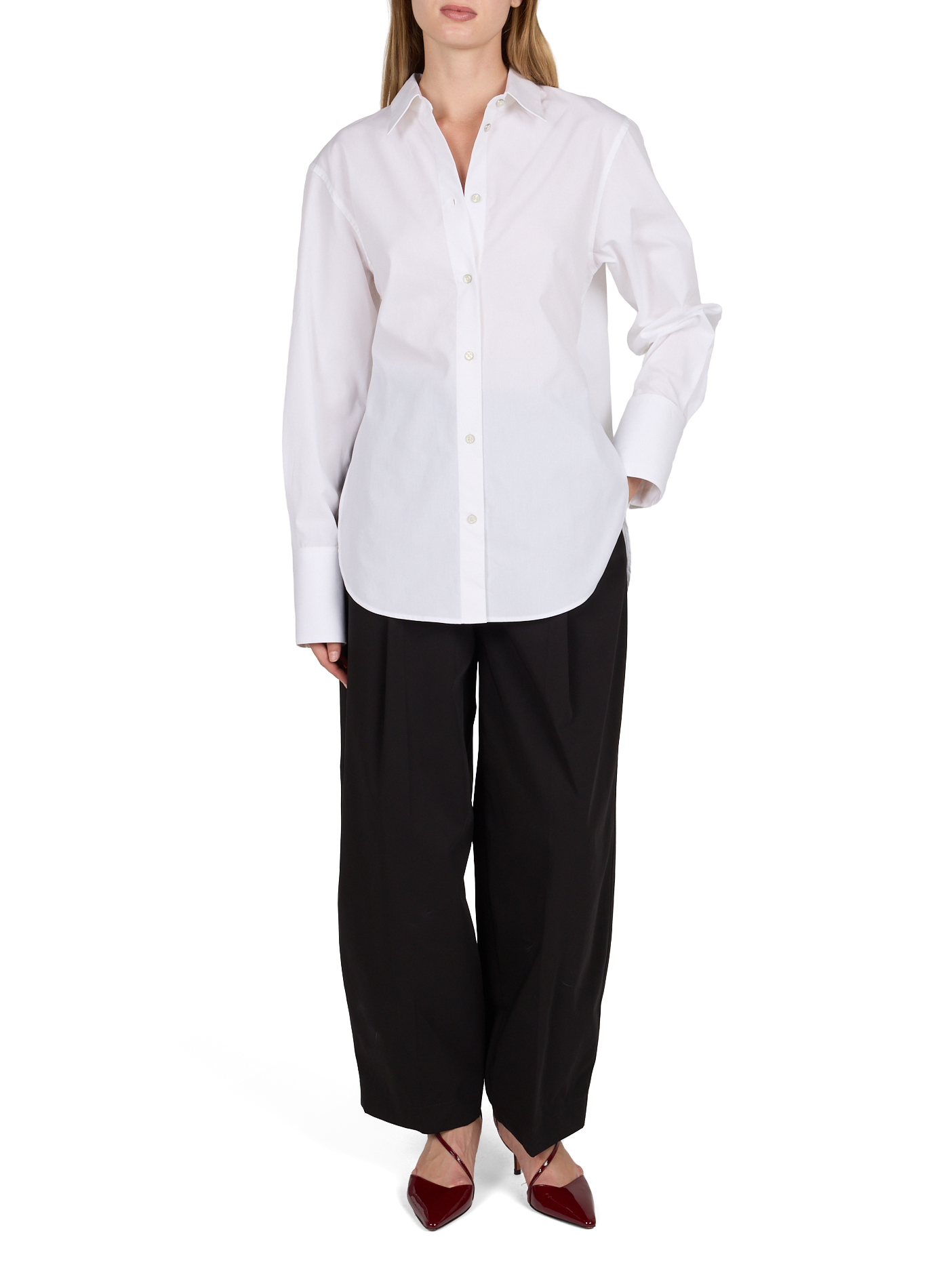 Camisa de manga larga con lazo en la espalda de algodón HELMUT LANG Blanco