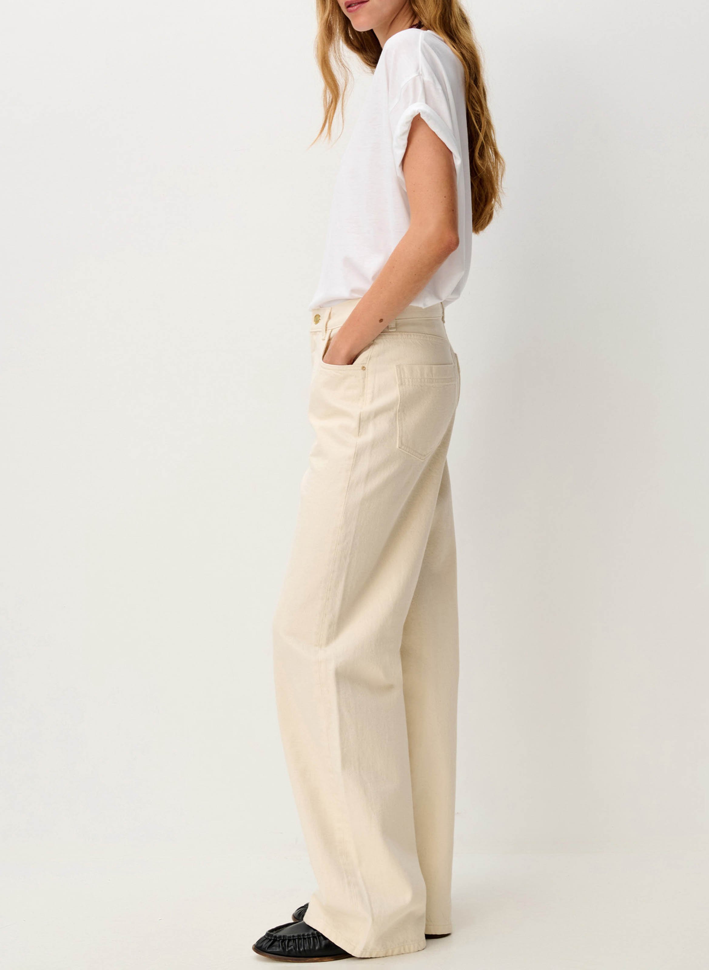 Jean droit taille haute uni bagur SESSUN Beige