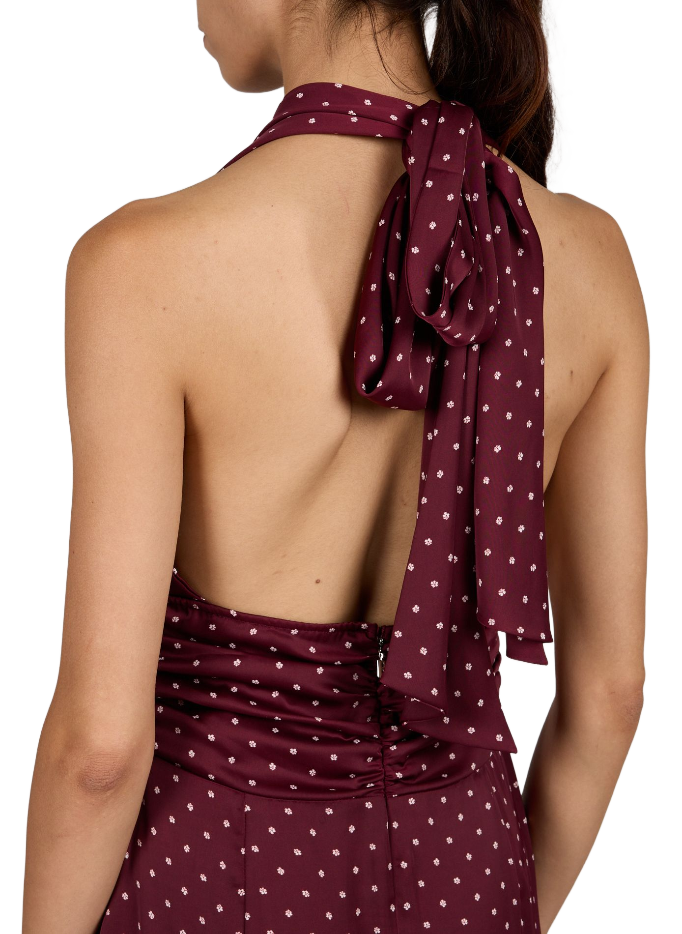 Robe longue imprimé avec écharpe ROTATE Rouge