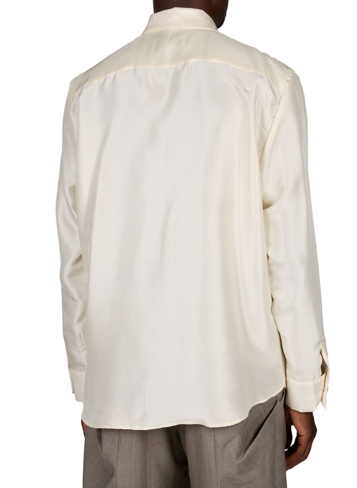 Pleated silk Cruces shirt CAMPILLO Beige