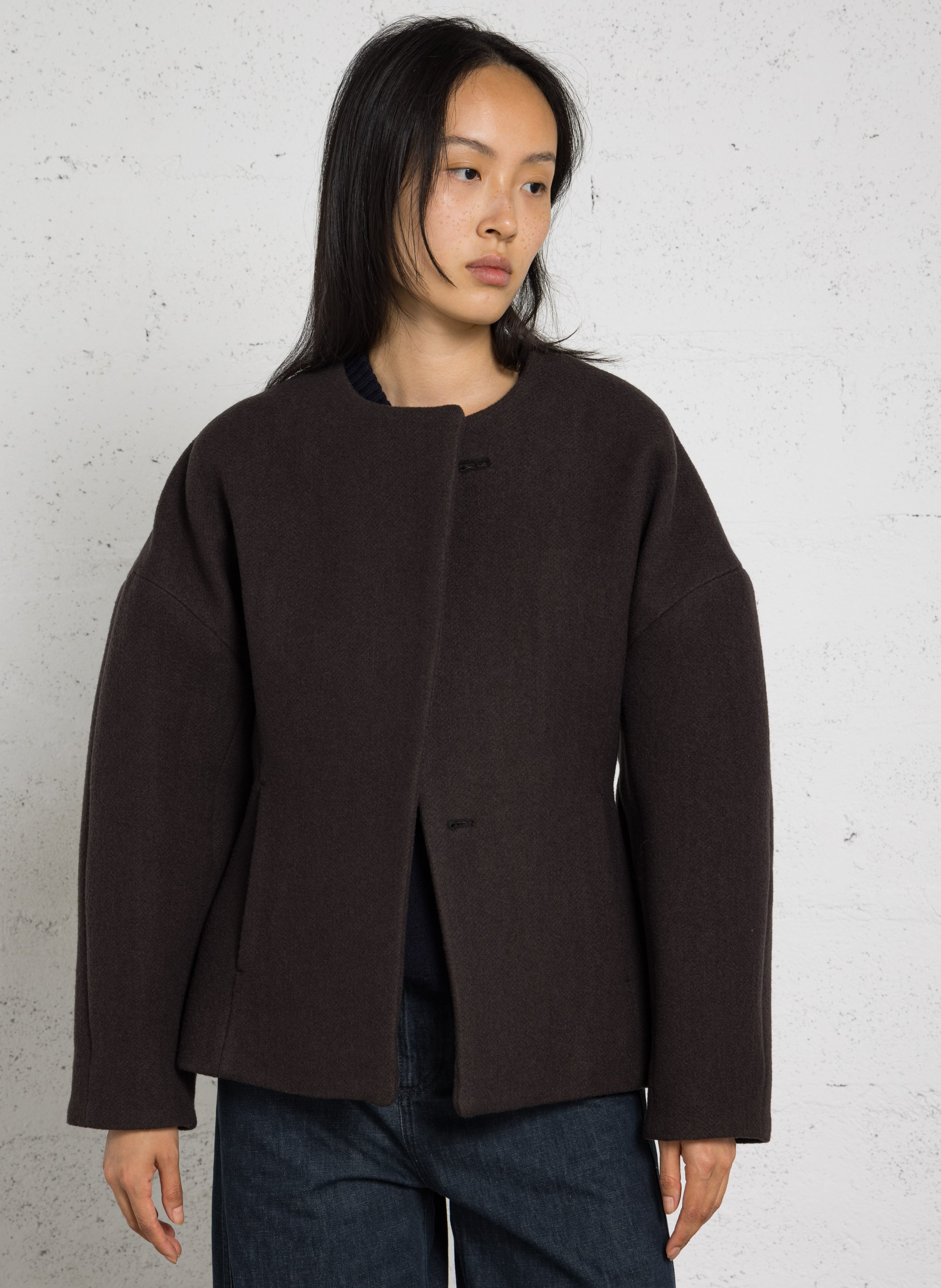 Veste cintrée col rond en laine et coton france SOEUR Vert