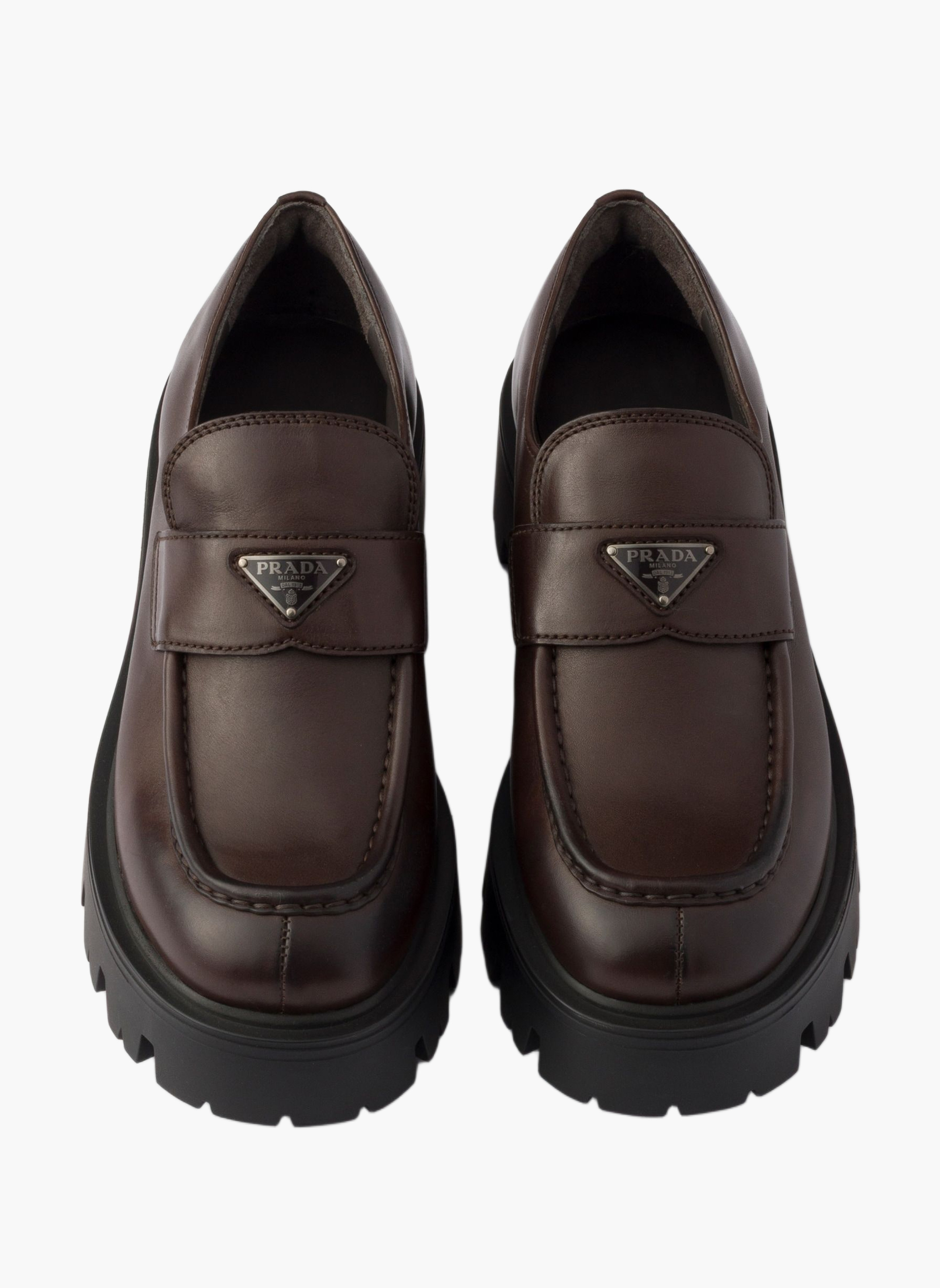 Mocassins en cuir PRADA Marron